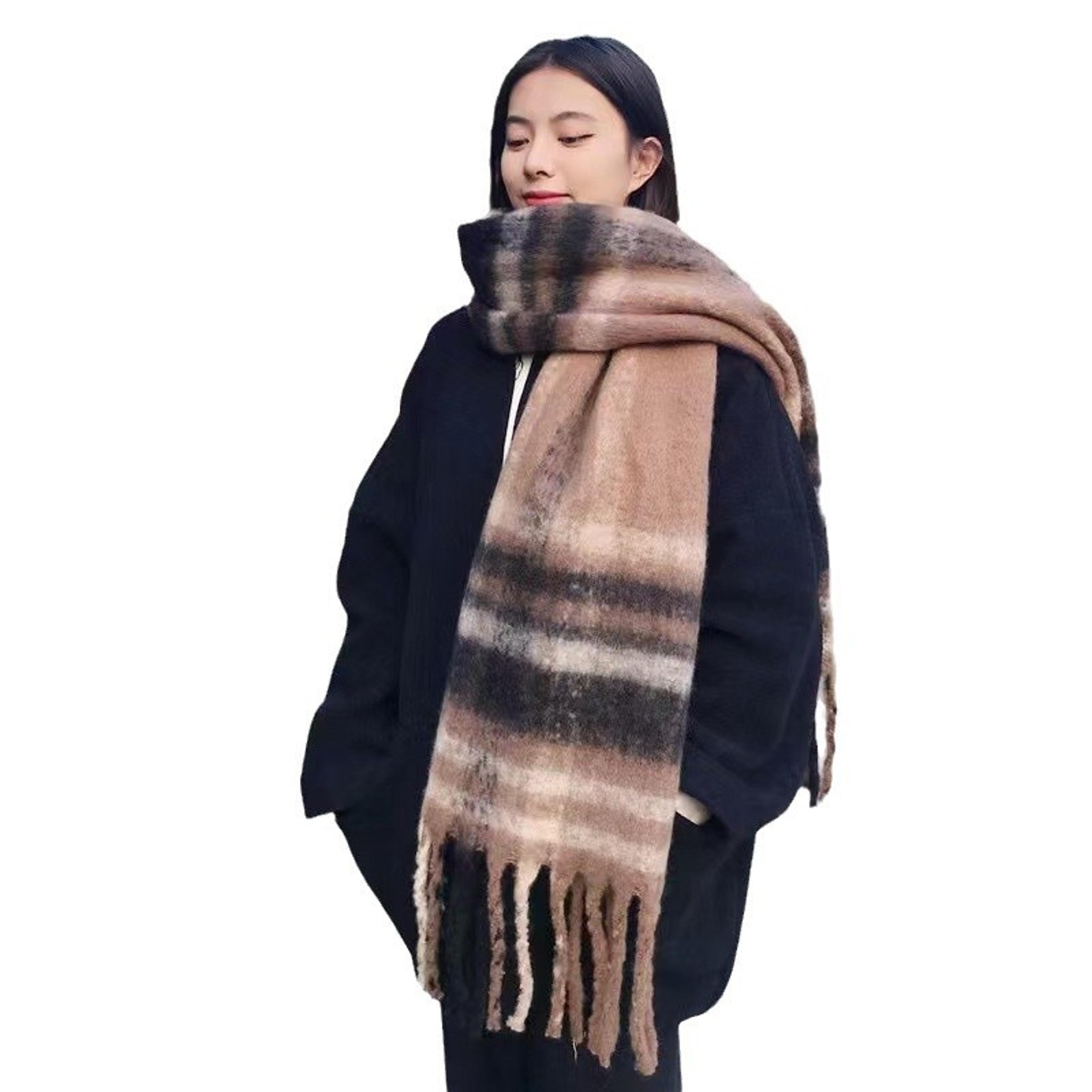 luxury womens winter scarf cashmere pashmina shawl with tassels