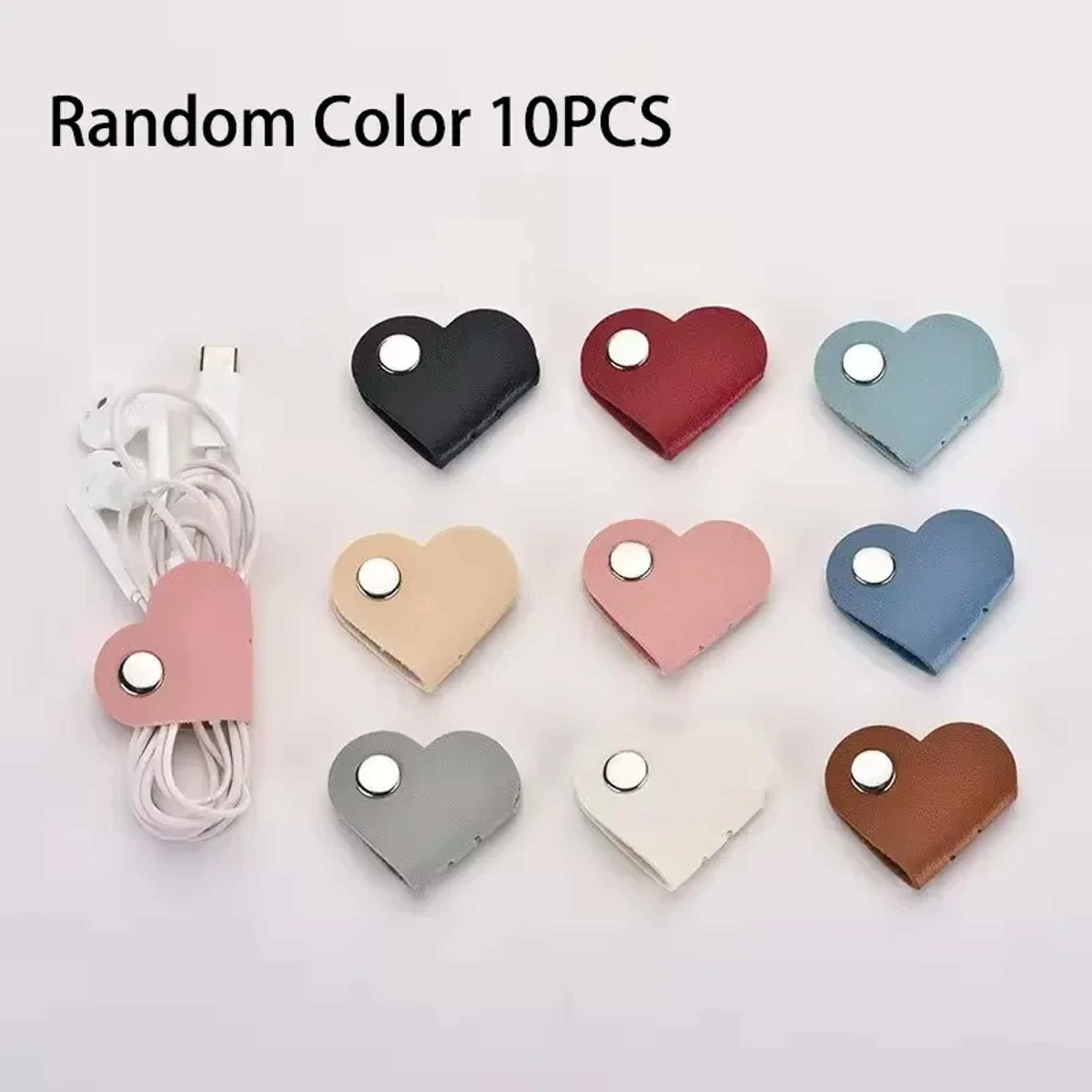 Heart Shaped PU Leather Cable Organizer Cord Holder For Earbuds And Charging Cables 7