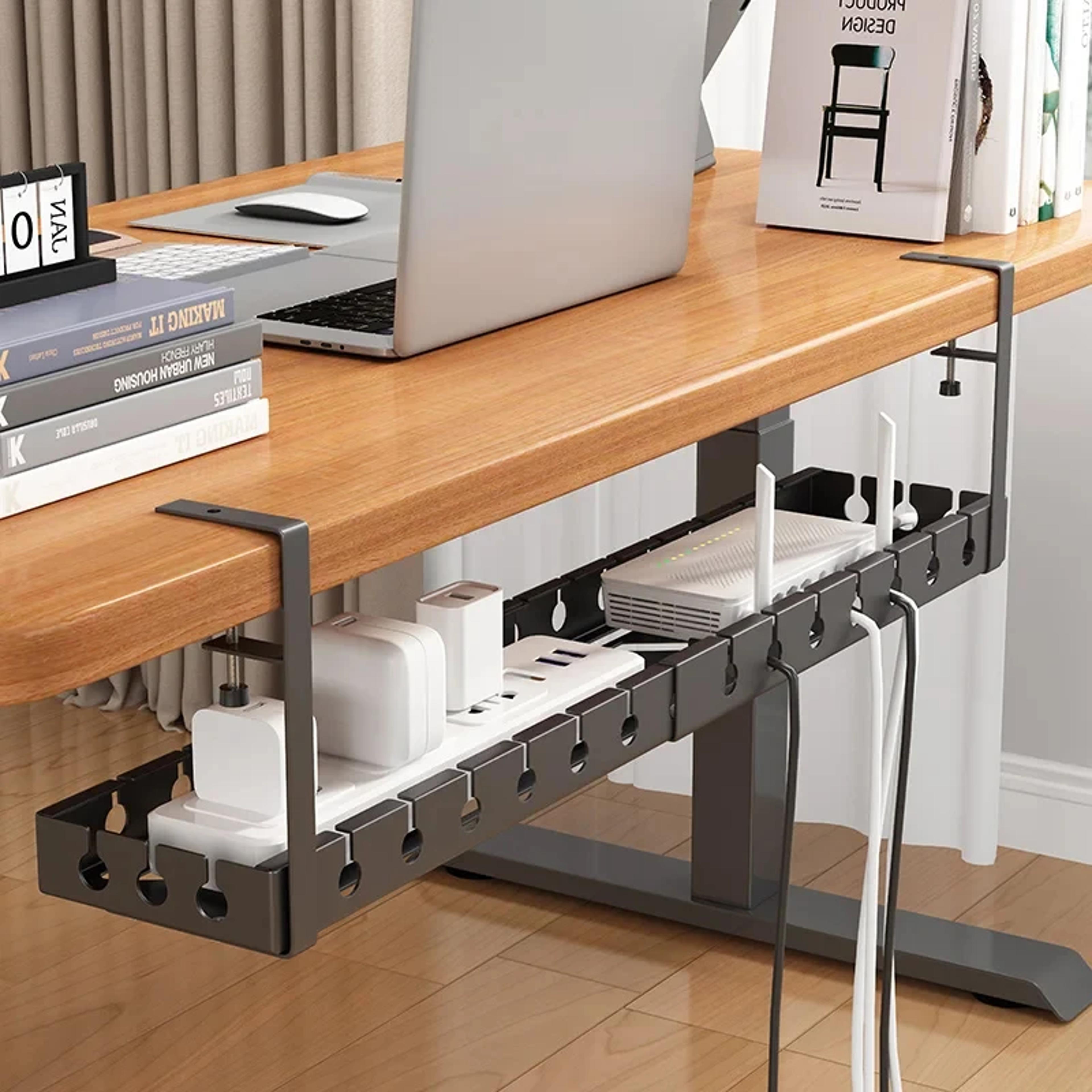Retractable Under Desk Cable Management Tray No Drill Wire Organizer And Power Strip Holder 1