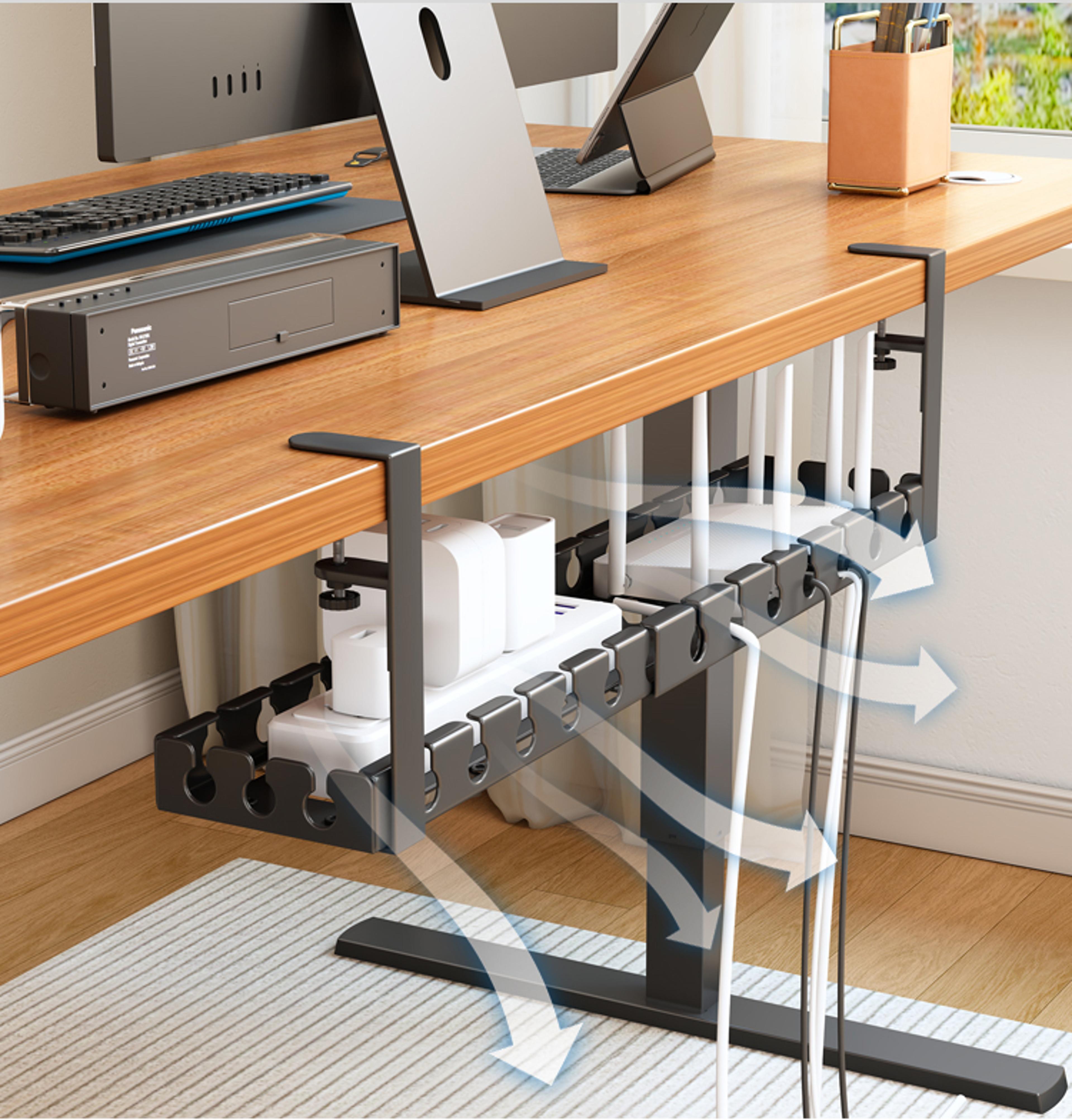 Extendable Under Desk Cable Management Tray Steel Cord Organizer And Power Strip Holder 3
