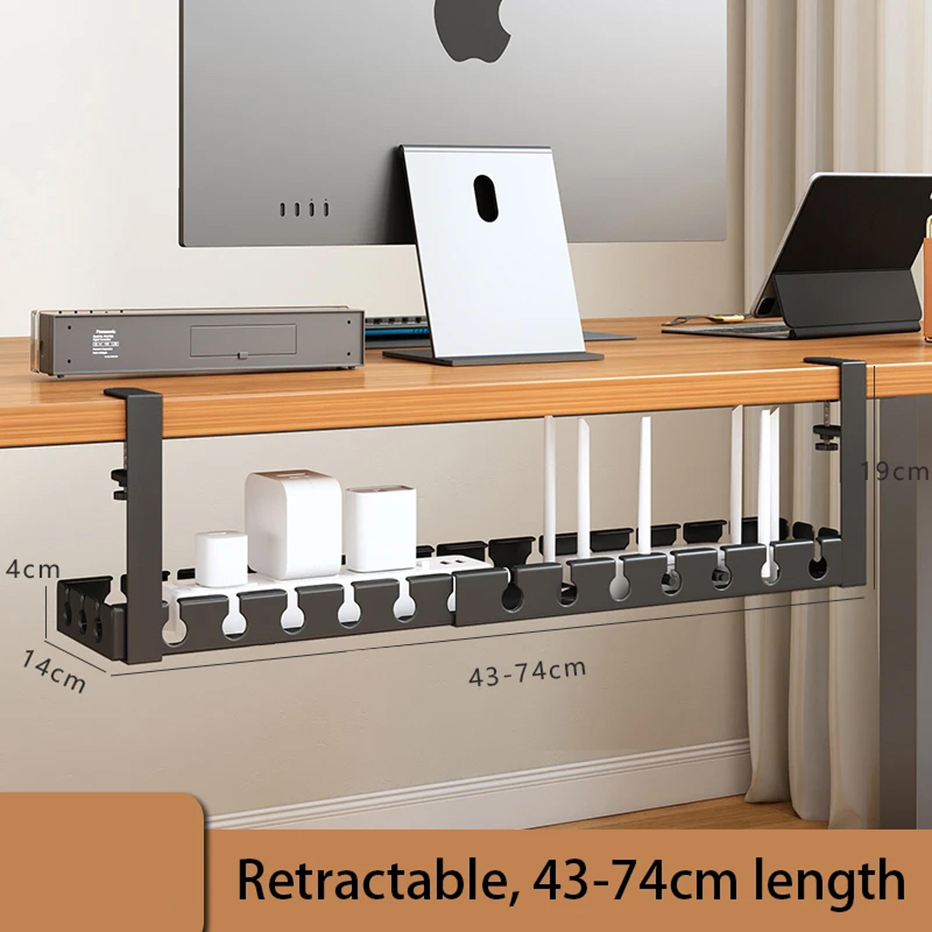 Extendable Under Desk Cable Management Tray Steel Cord Organizer And Power Strip Holder 4