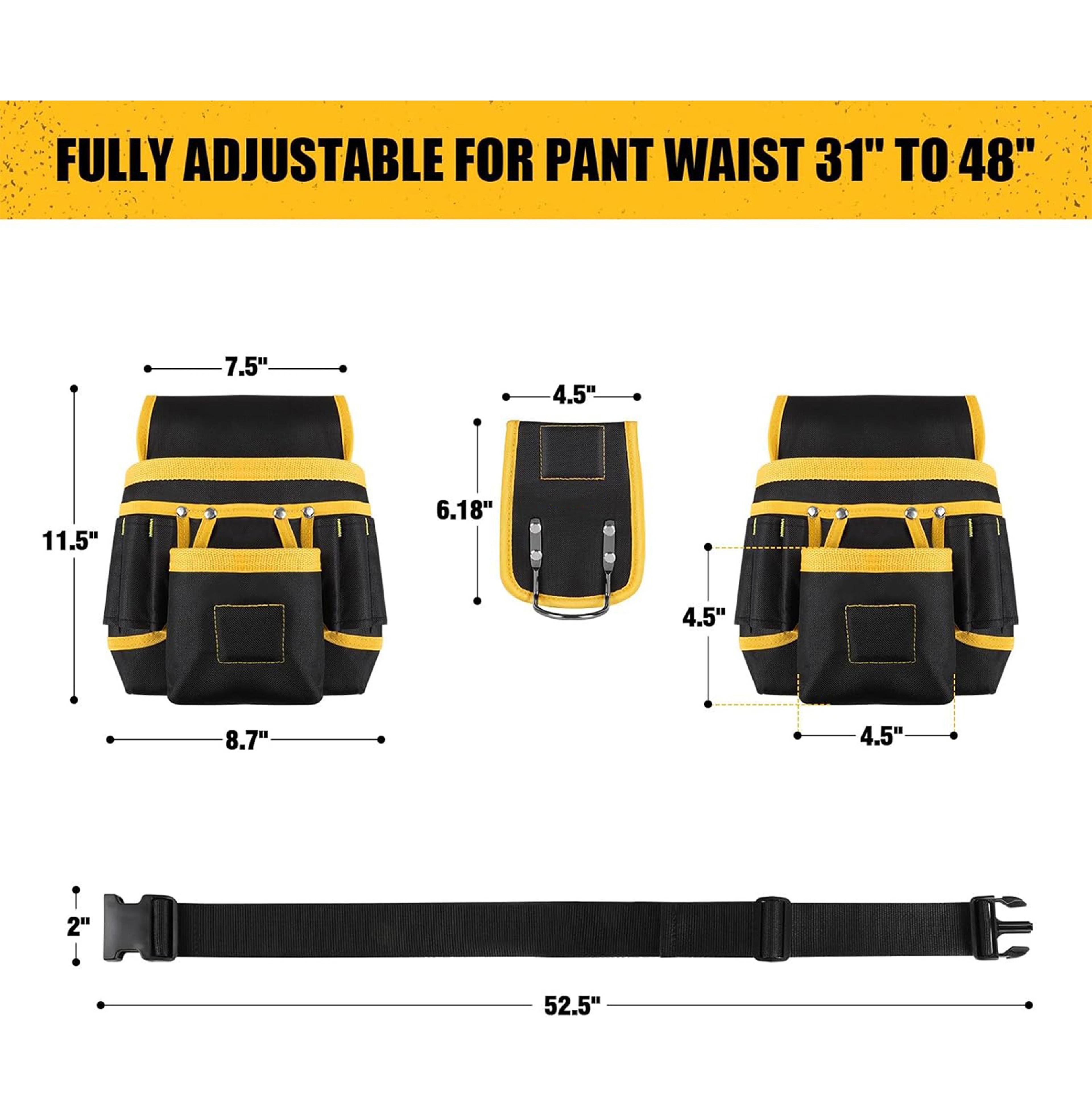Heavy Duty Adjustable Tool Belt Bag With Detachable Work Pouches And Utility Storage 2