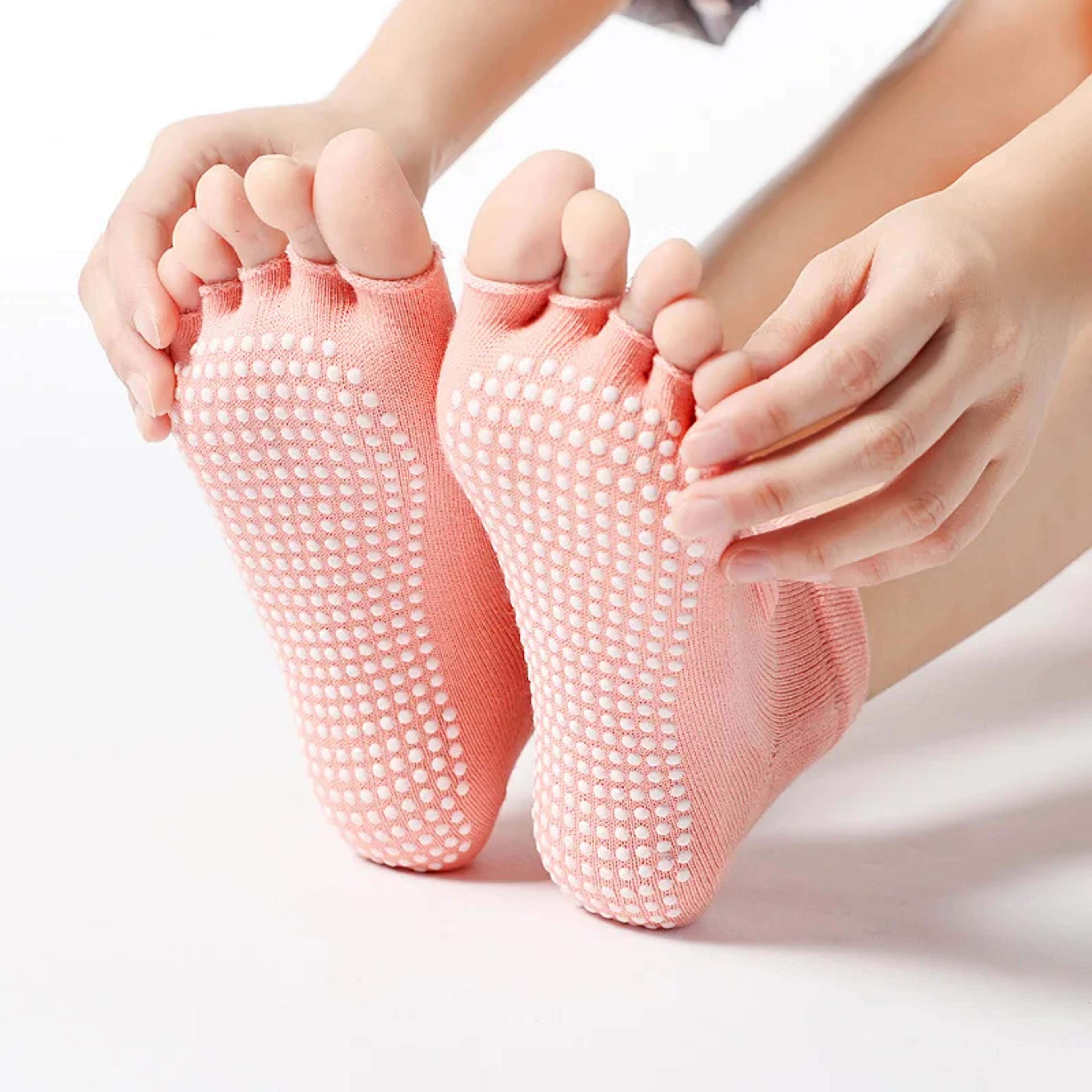 women cotton five toe yoga socks backless non slip pilates socks