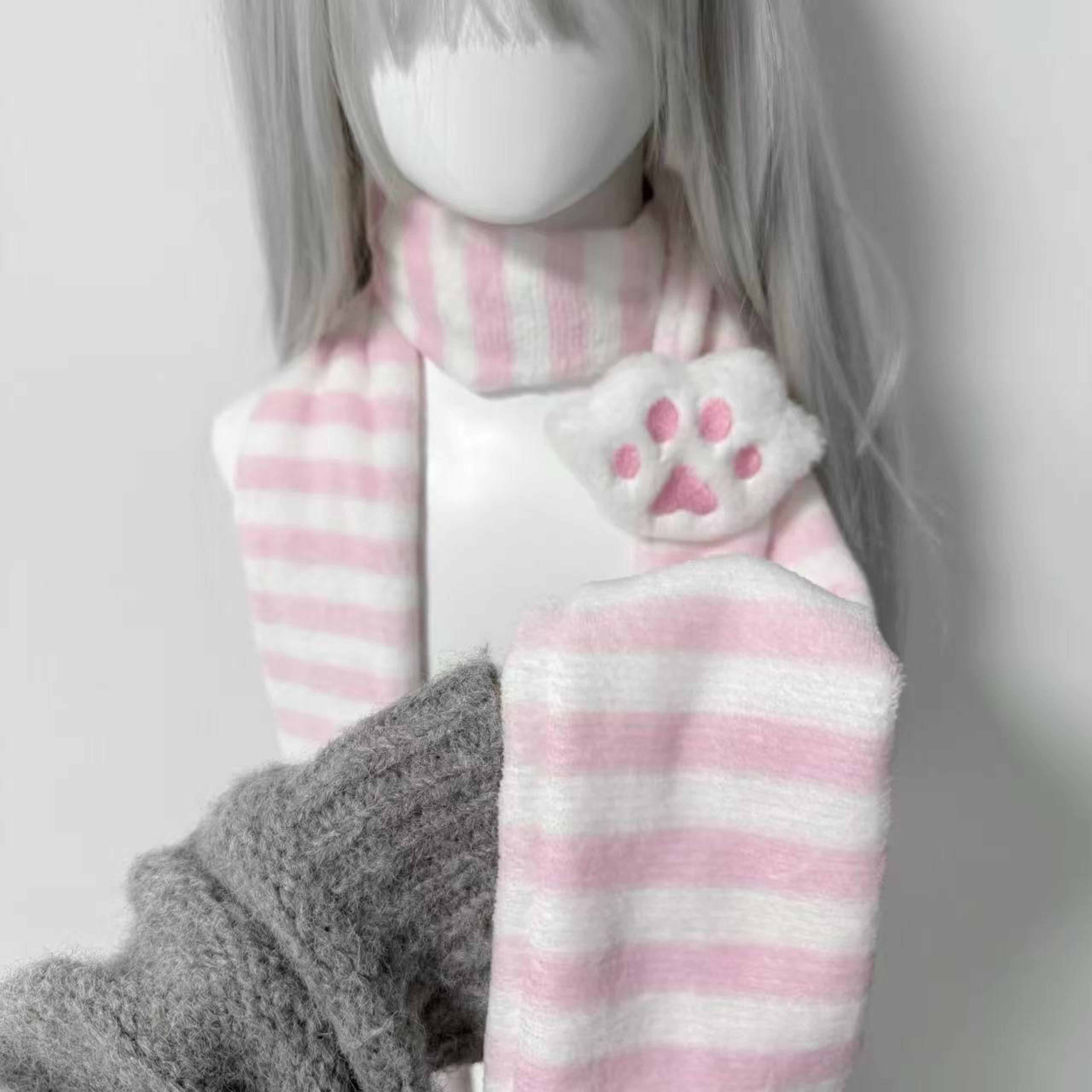 knitted cat paw scarf cotton winter accessory for women