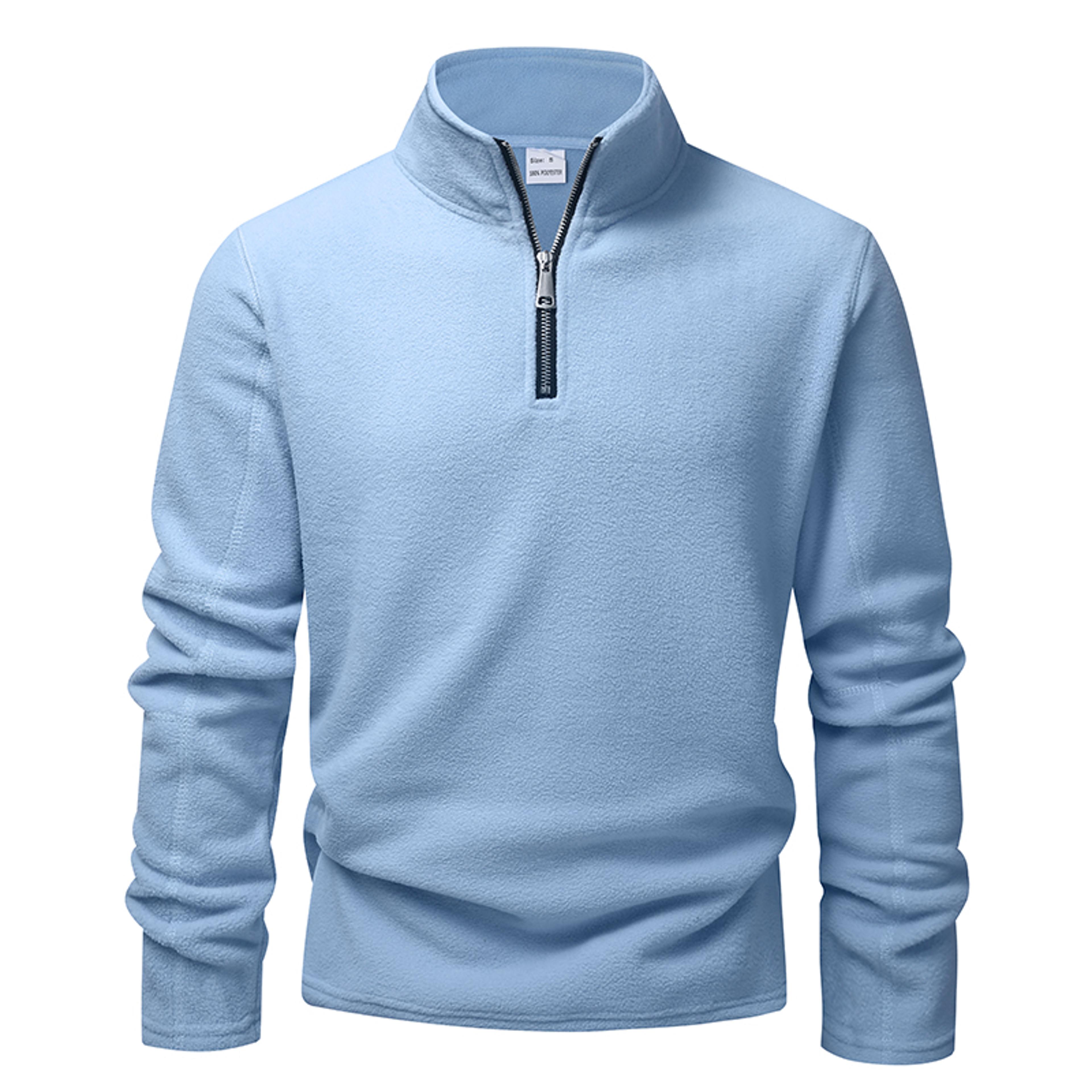 men fleece tracksuit quarter zip pullover stand collar warm winter sweatshirt