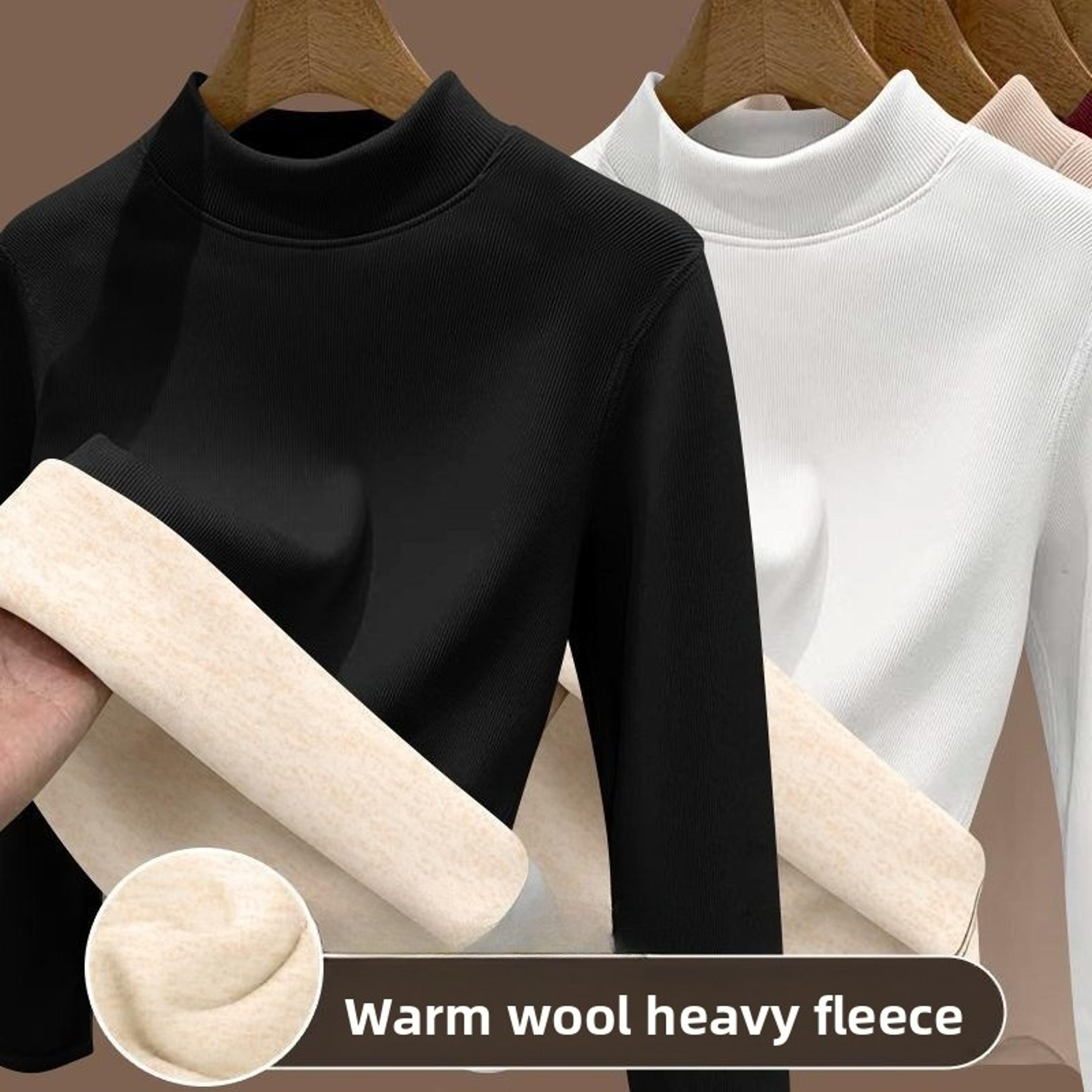 women fleece lined thermal underwear top half turtleneck long sleeve shirt