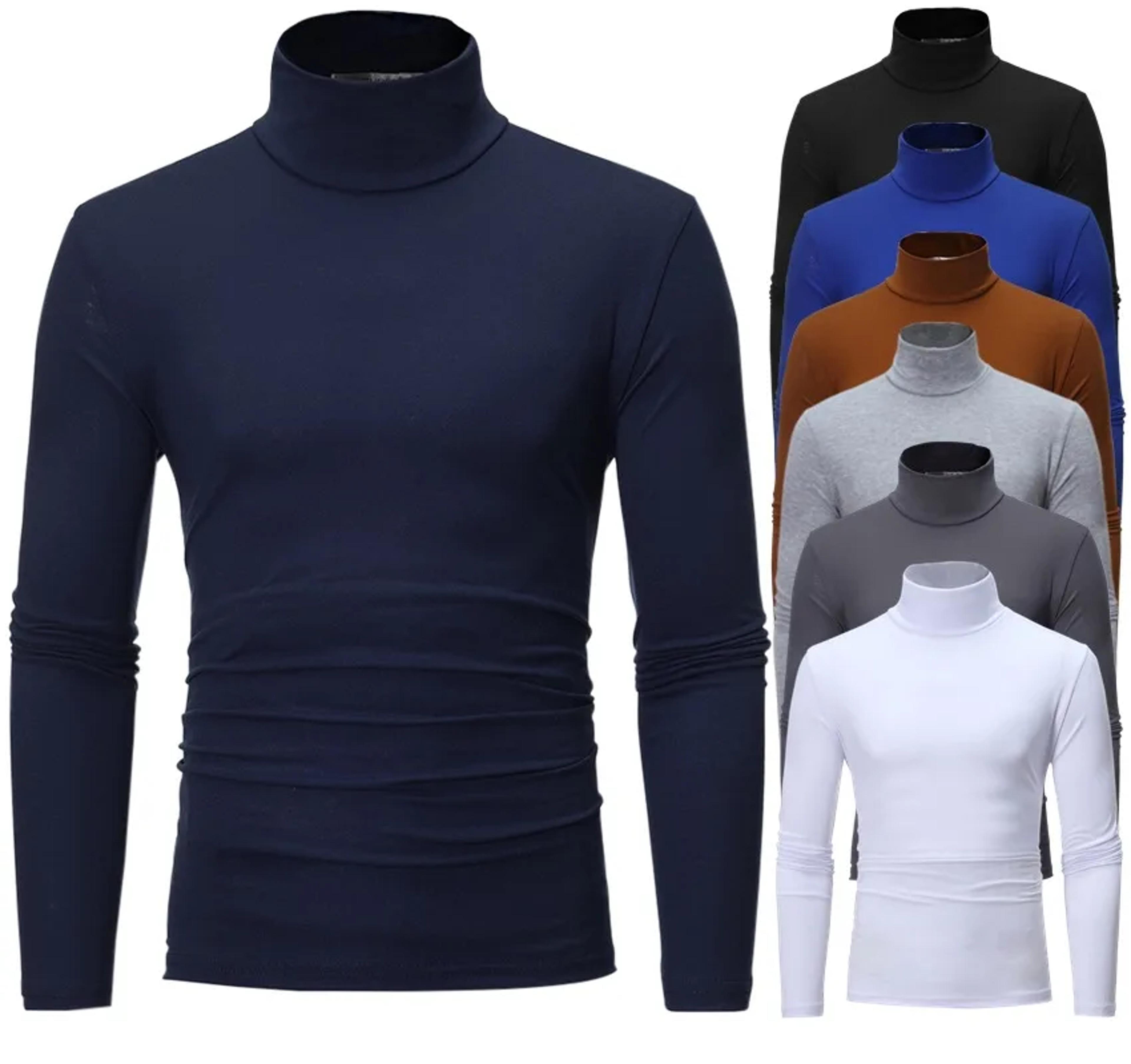 mens high neck thermal shirt thin slim fit long sleeve base layer top