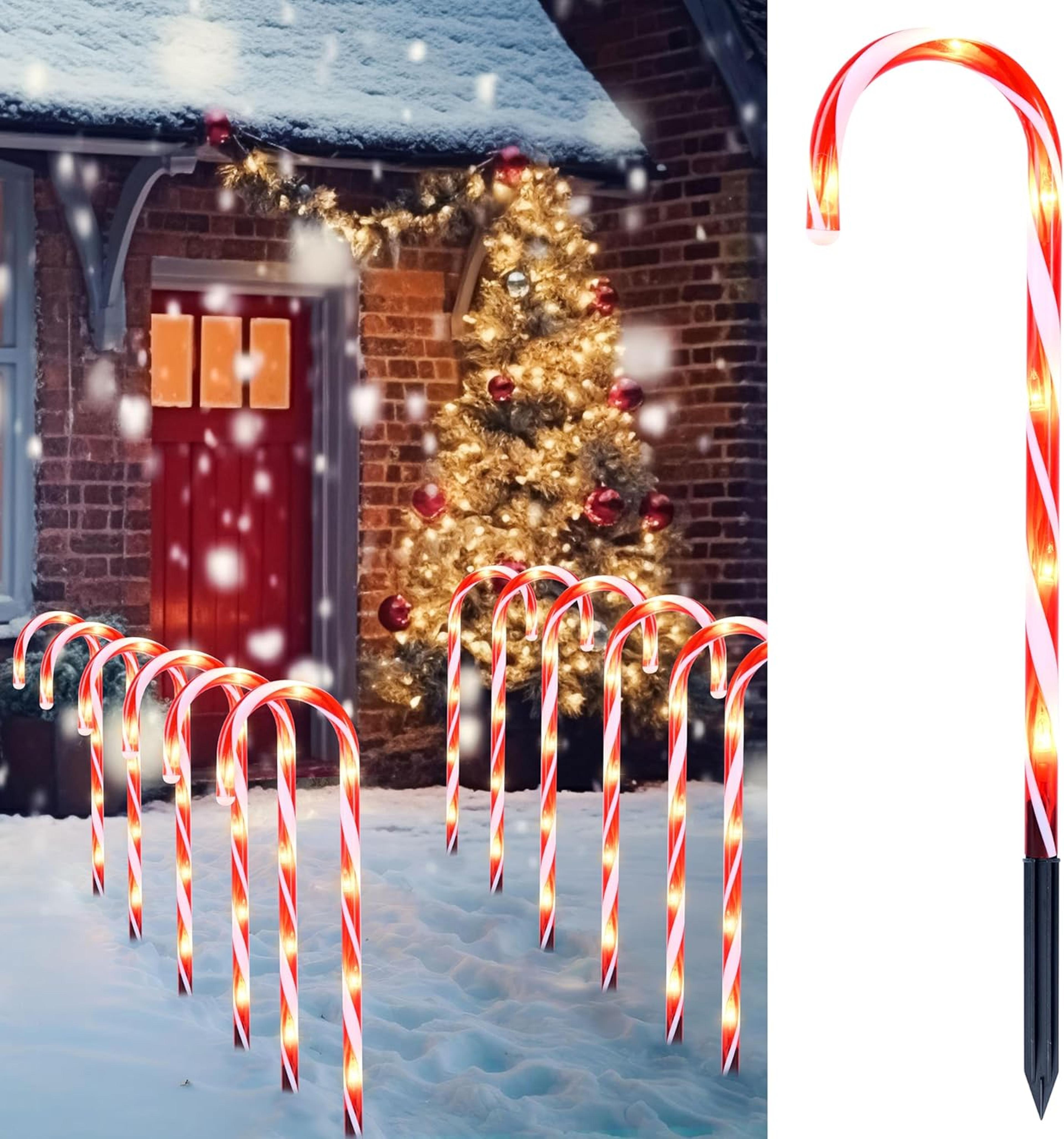 pre lit candy cane pathway marker lights with ground stakes for outdoor holiday decor