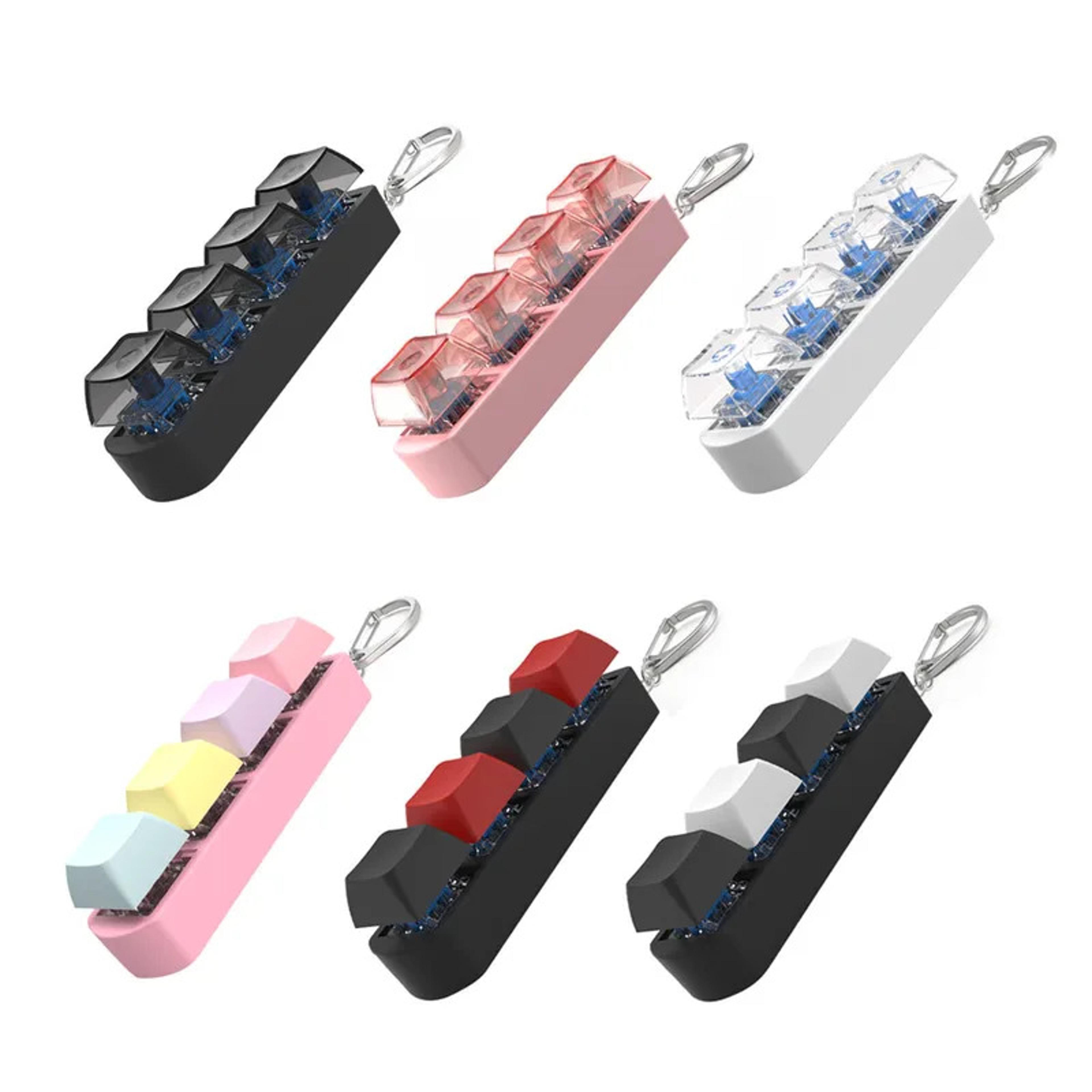 four key mechanical keyboard fidget keychain with abs and pc construction