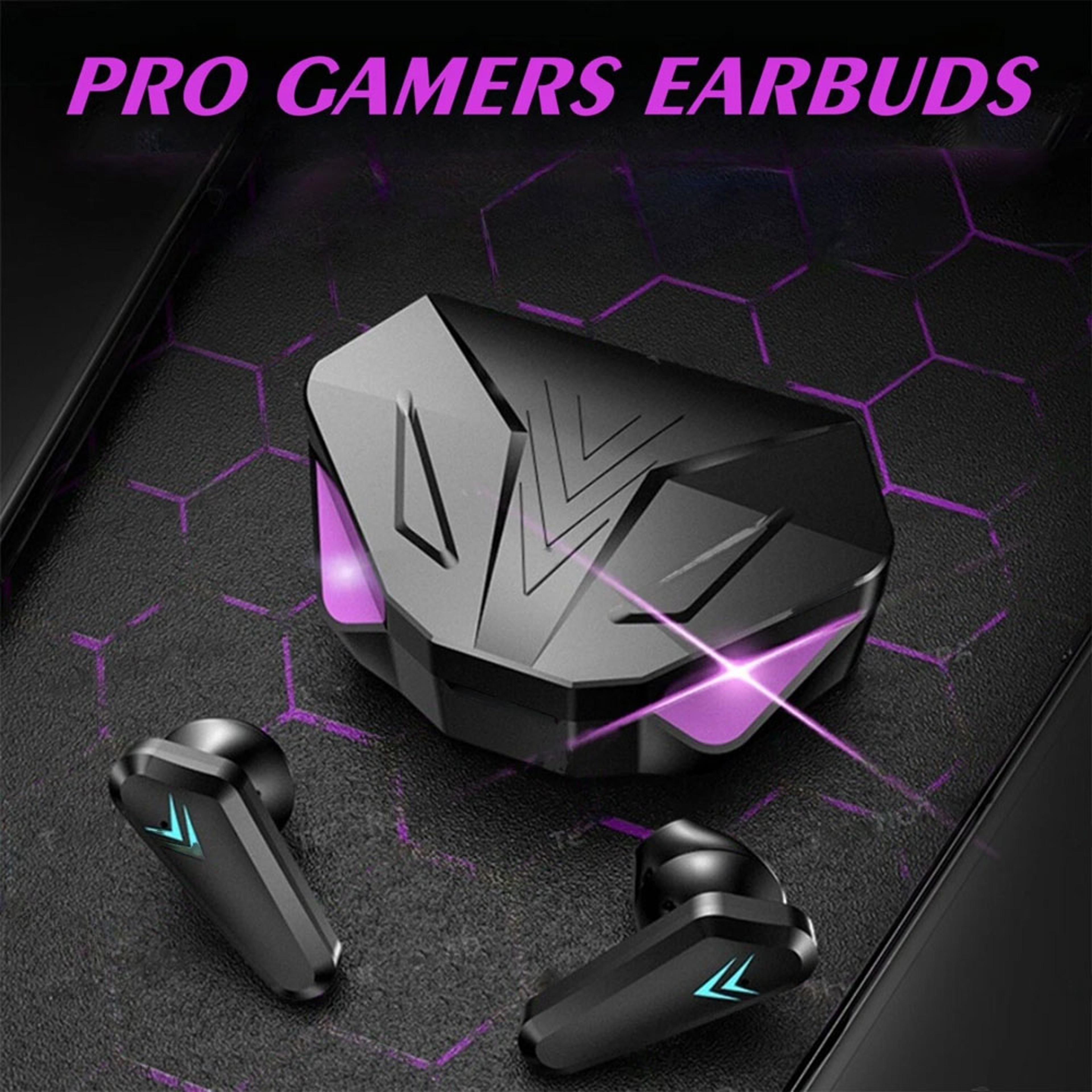 wireless bluetooth gaming earbuds with led display and microphone