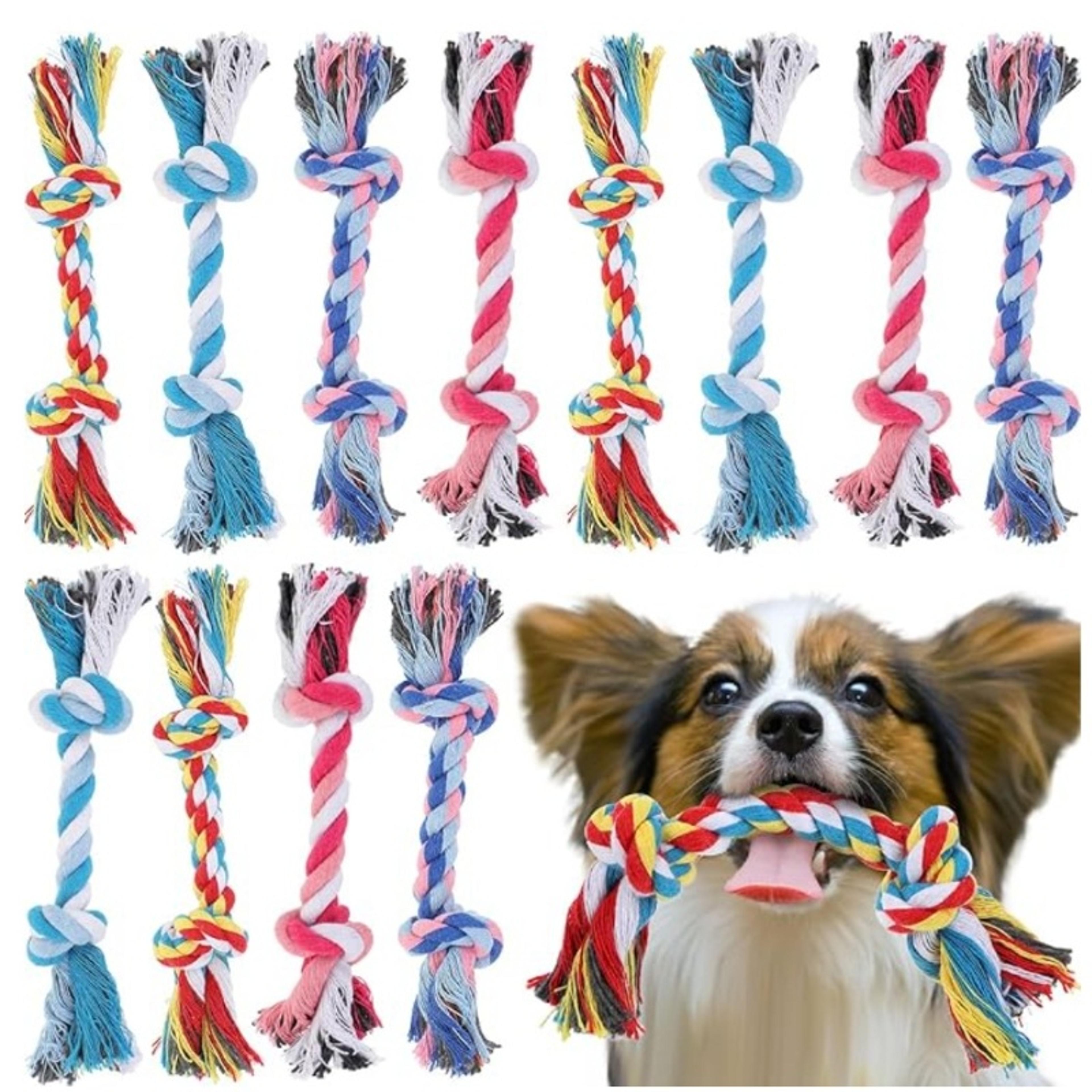 linen double knot dog chew rope toy