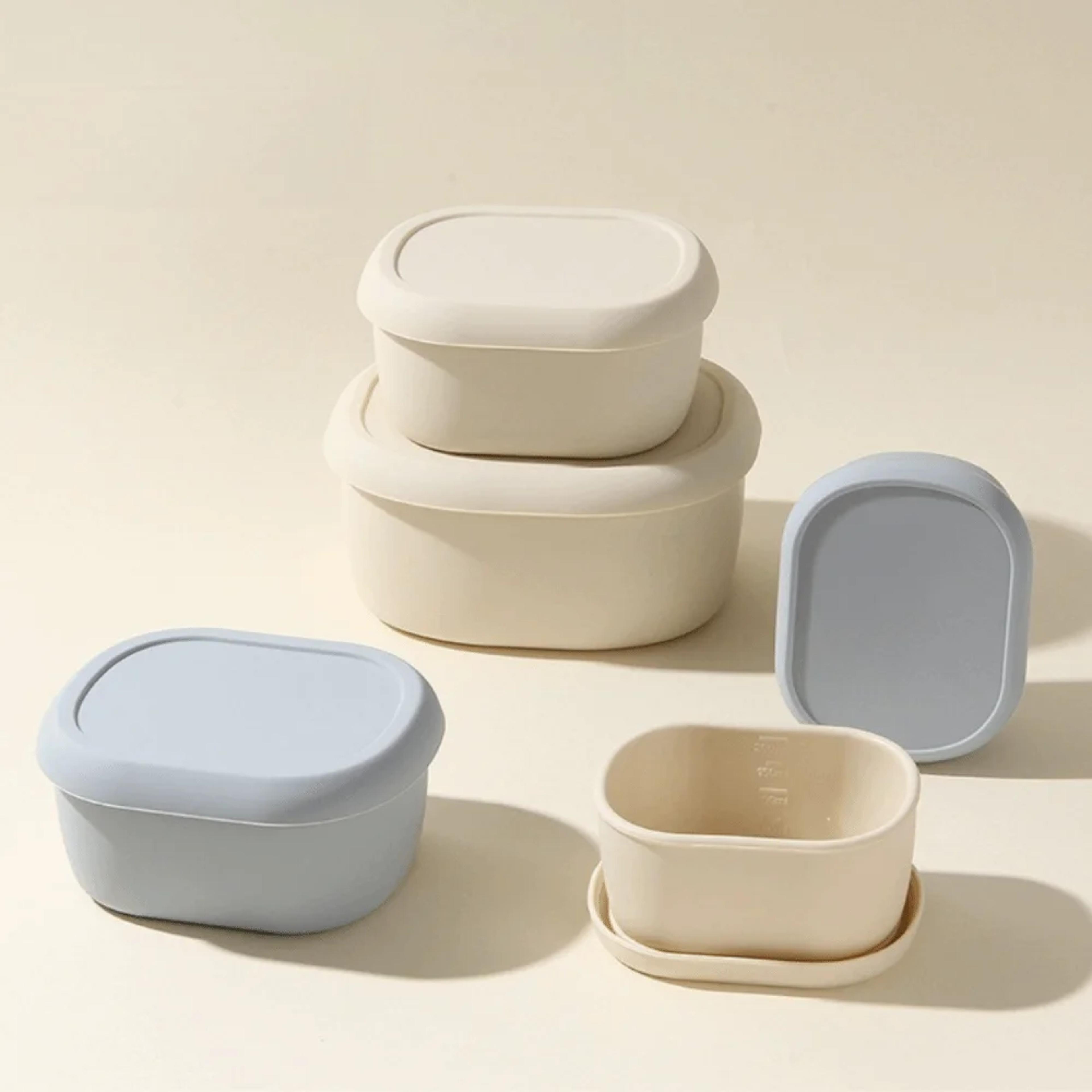 silicone lunch box with lid bpa free microwave safe food container