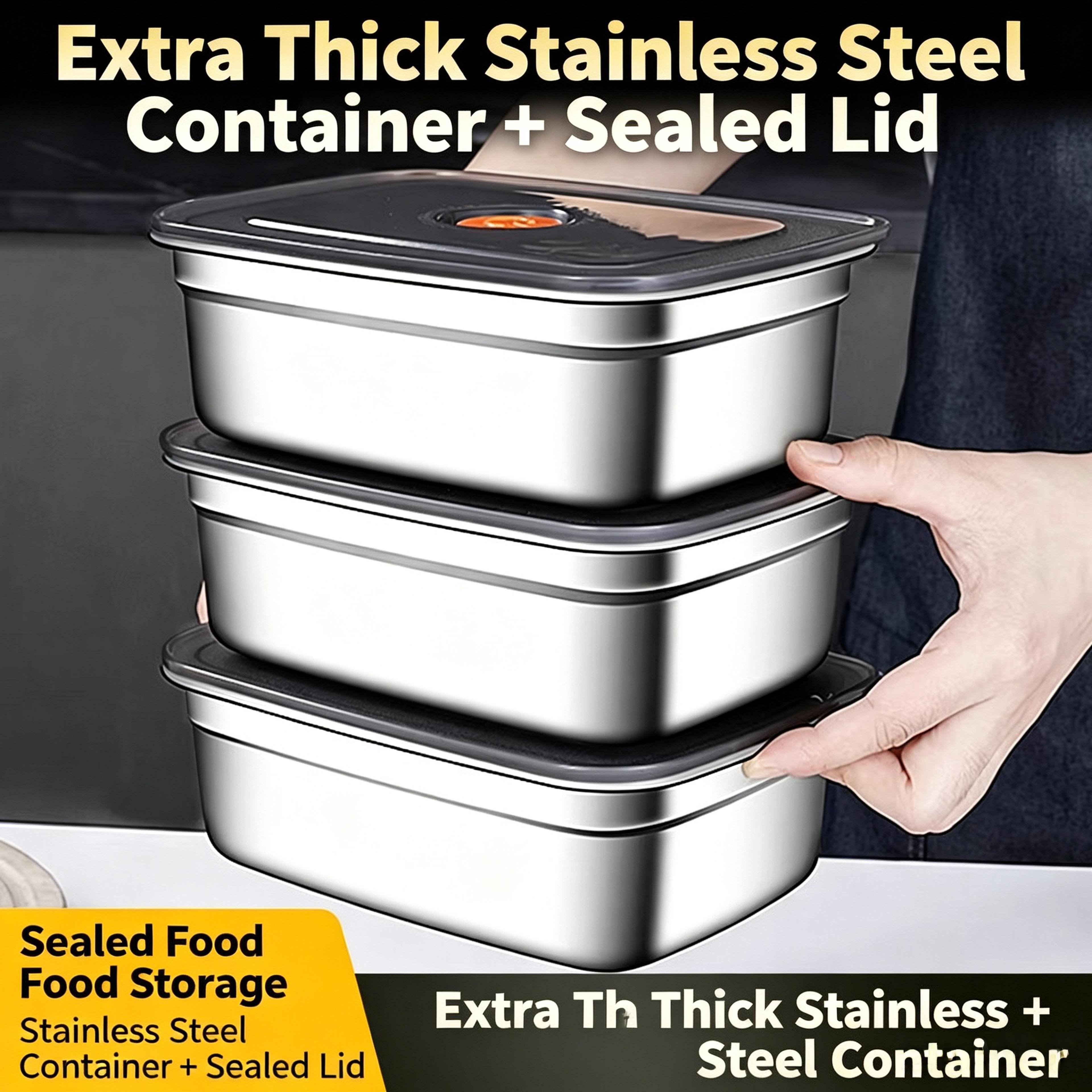 stainless steel leak-proof camping lunch box with sealed storage