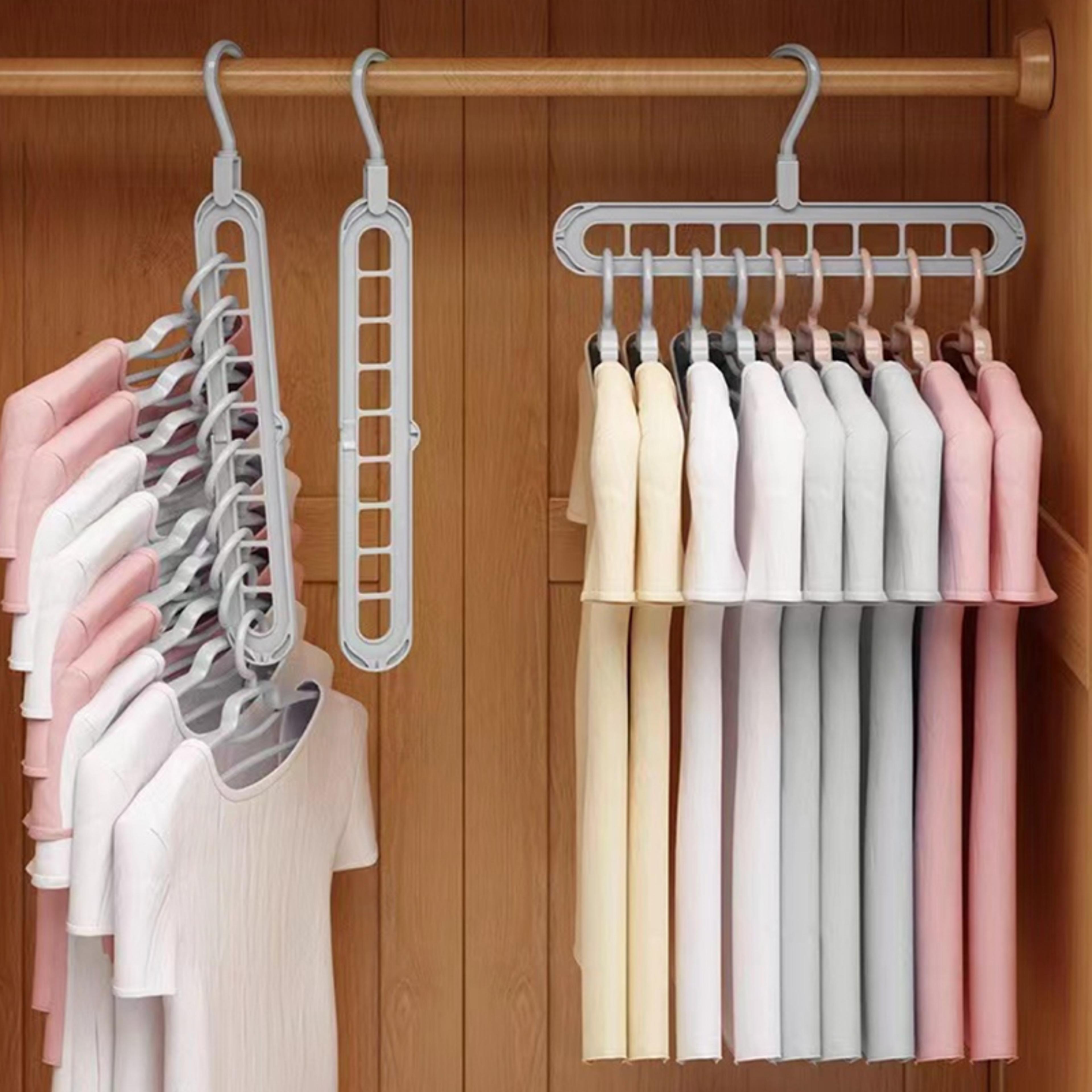 nine hole folding clothes hanger organizer in plastic