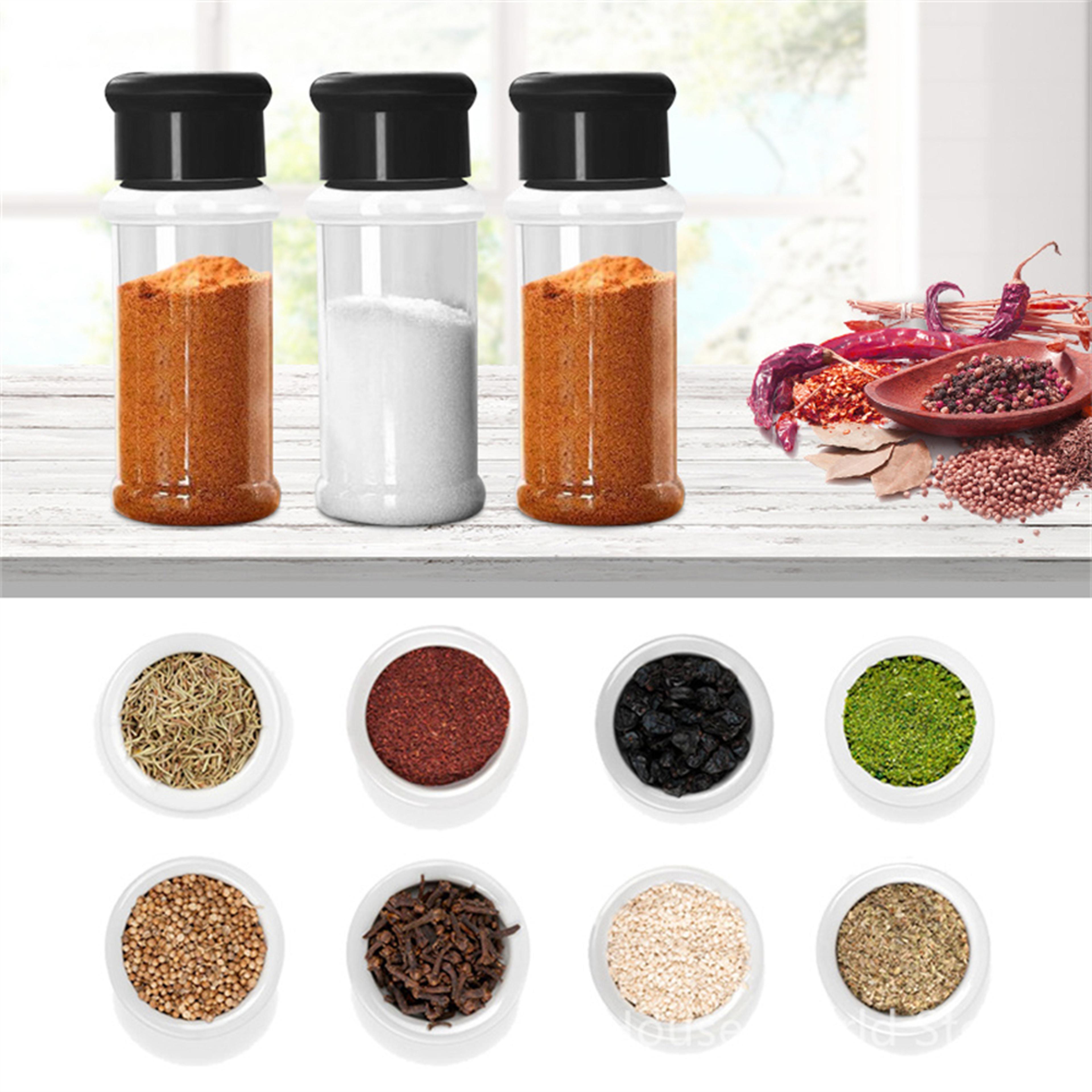 plastic salt and pepper shakers for kitchen spice storage and bbq seasoning