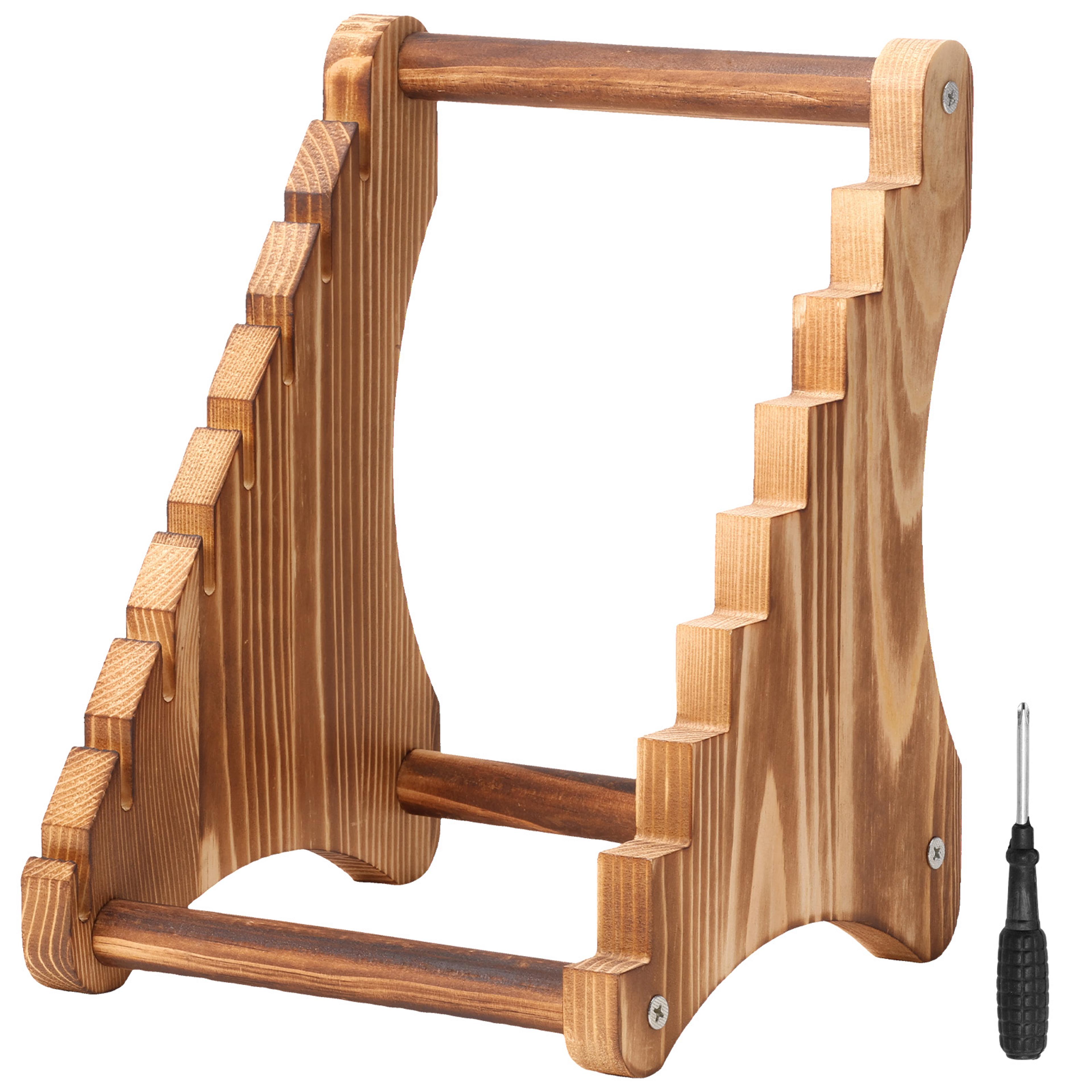 seven layer wooden knife stand with screw-fastened kitchen knife storage rack