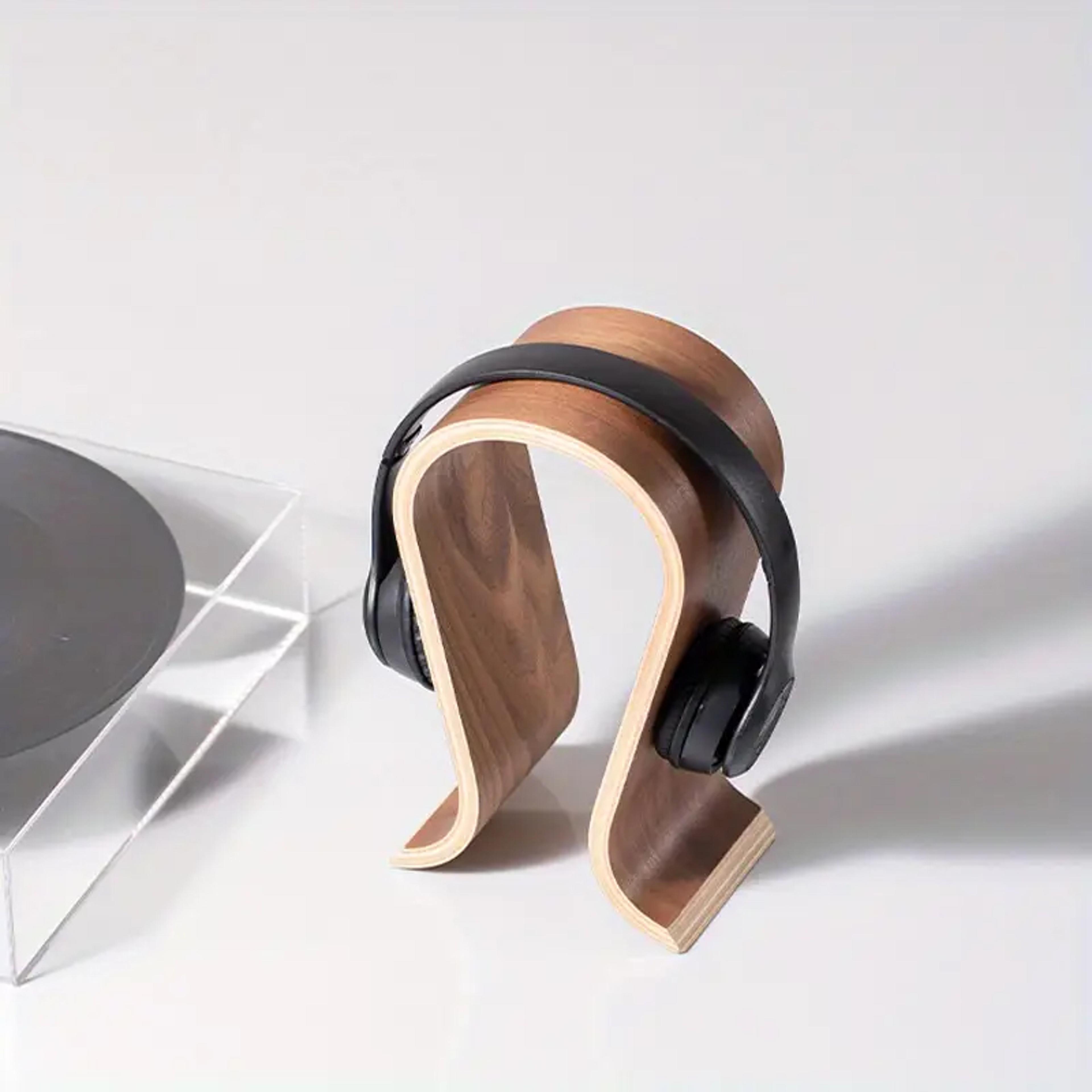 u shaped headphone stand desktop headphone holder with wooden design