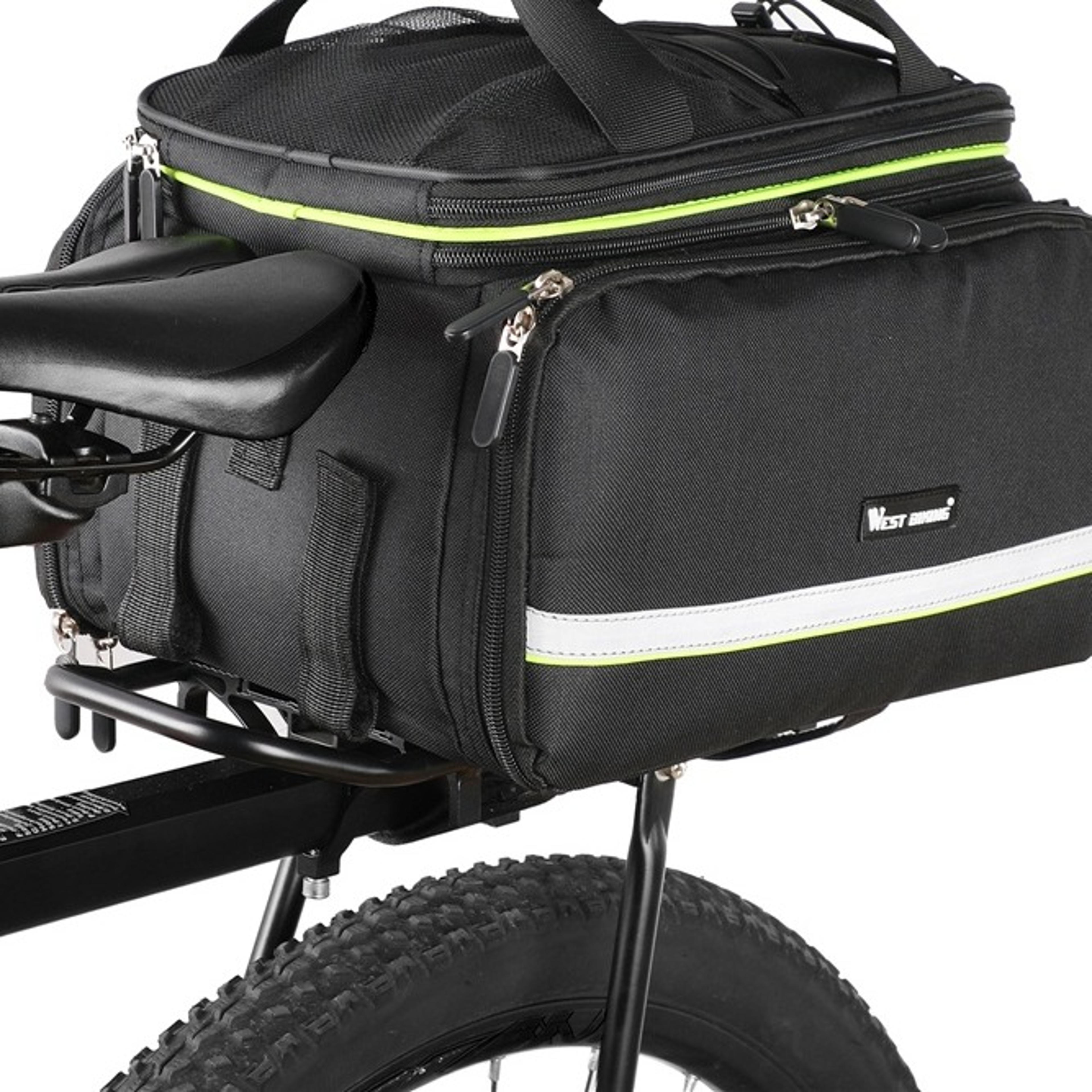 waterproof bike rear rack bag with expandable storage