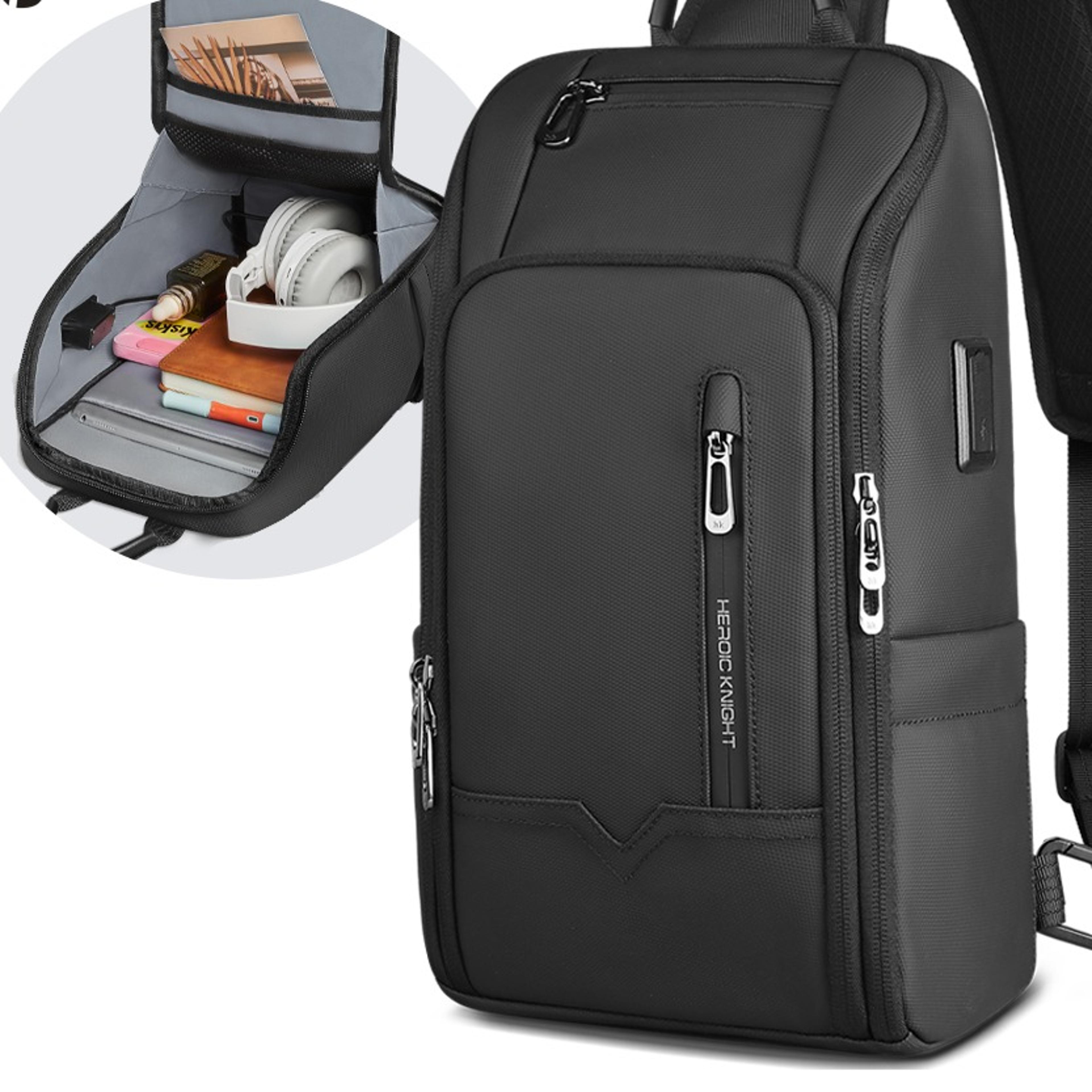 waterproof crossbody sling bag with multi-pocket storage and detachable strap