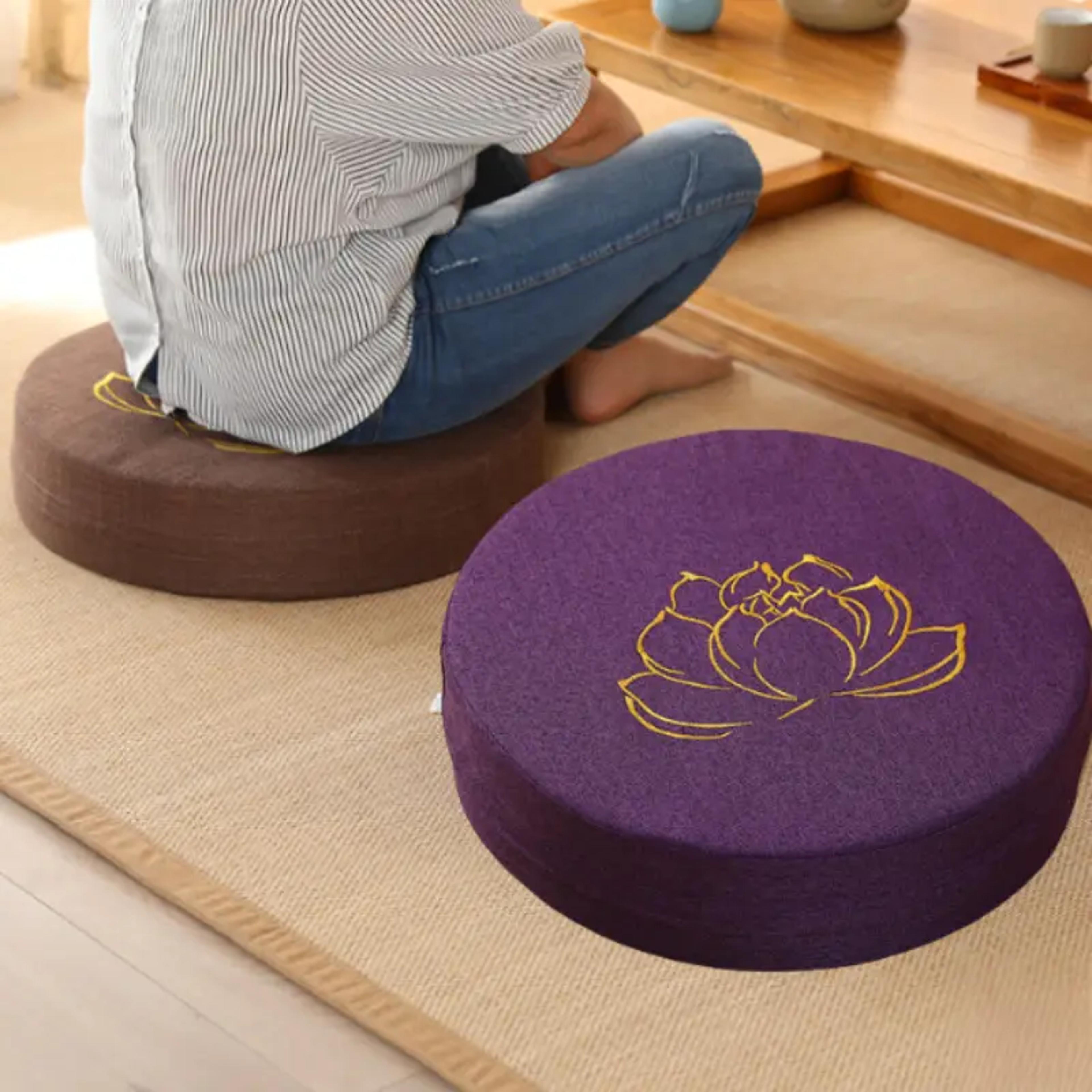 round yoga meditation cushion with removable washable cover and cotton filling