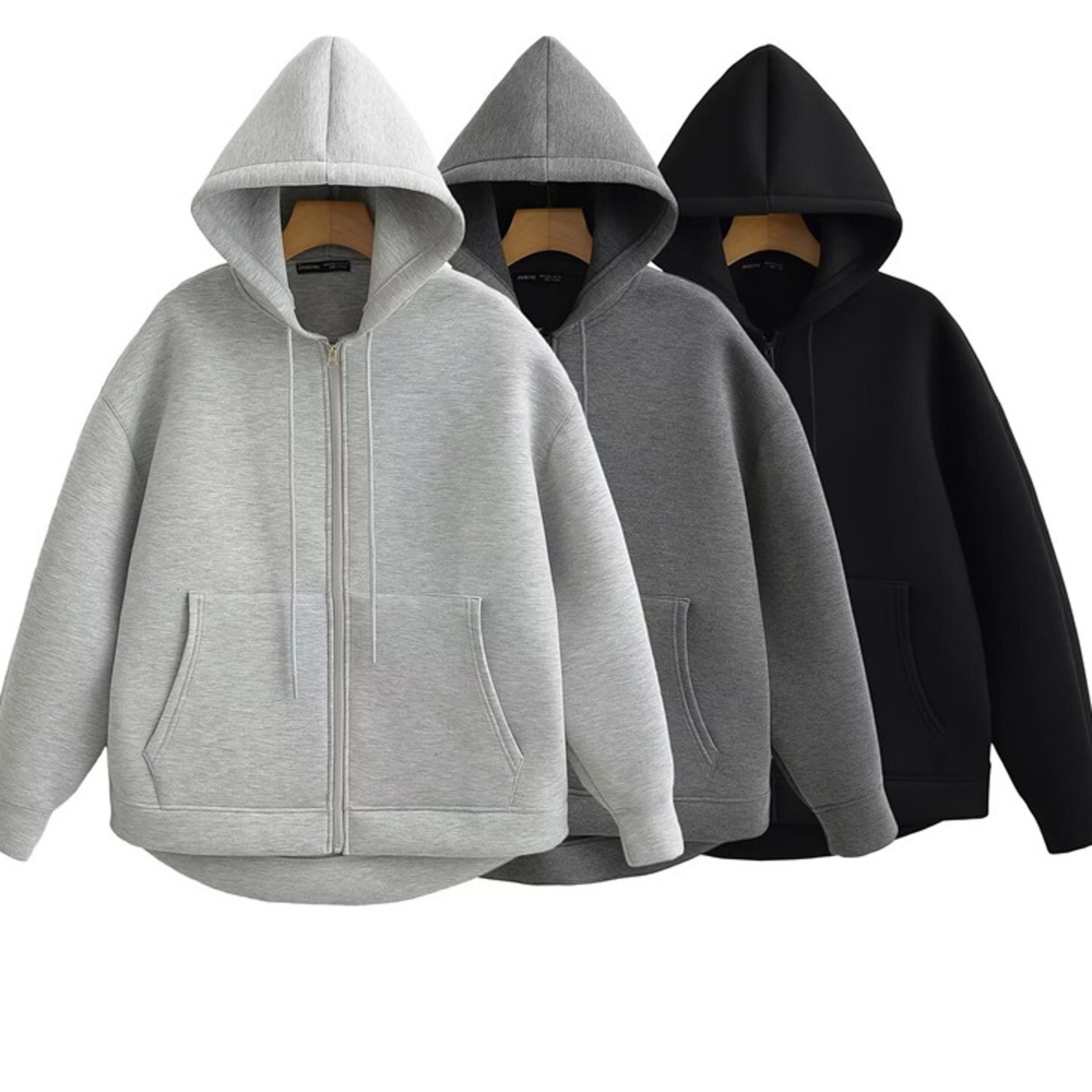 womens oversized zip-up hoodie with double pockets loose fit winter sweatshirt