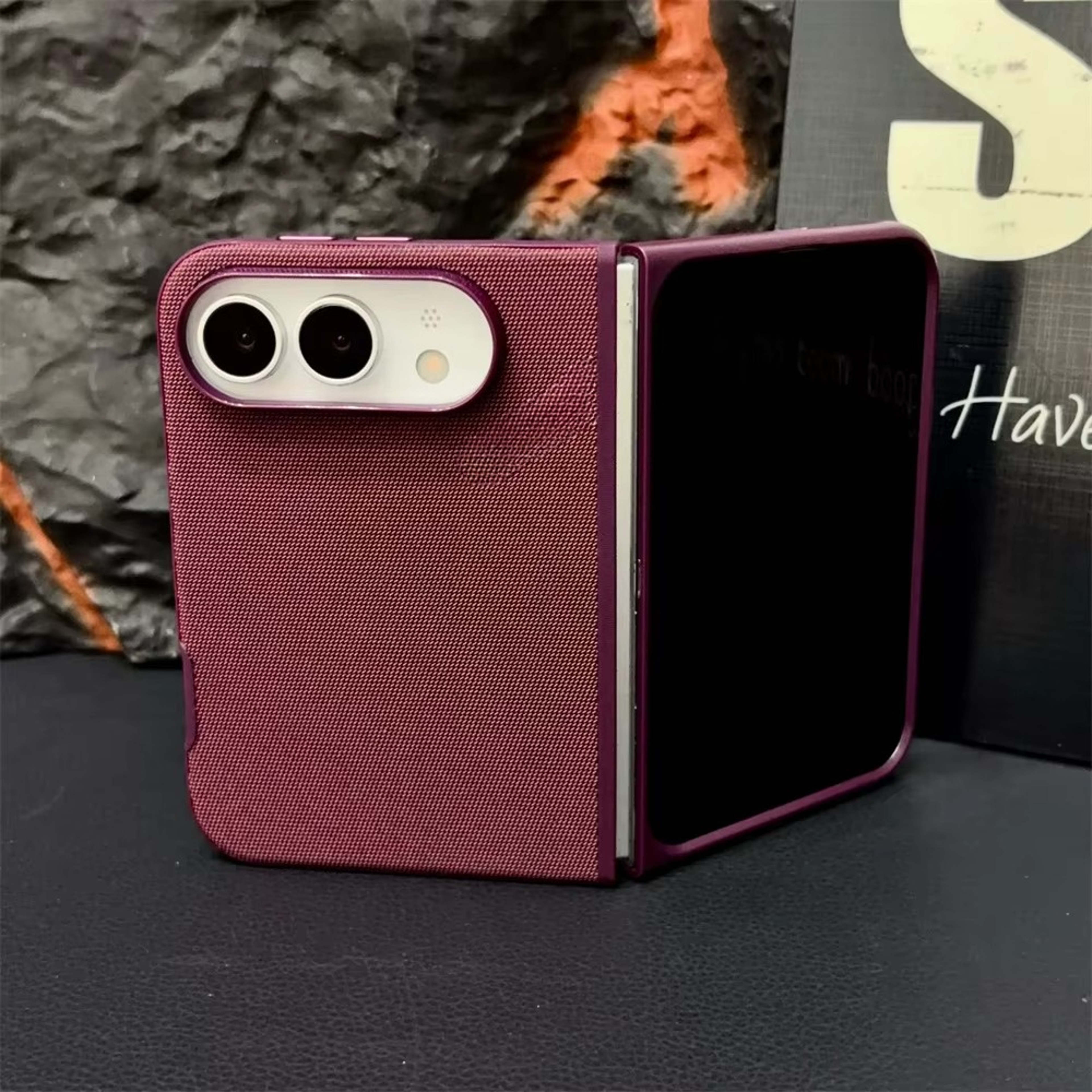 woven texture magnetic fold case for iphone duo 18 fold with magsafe compatibility