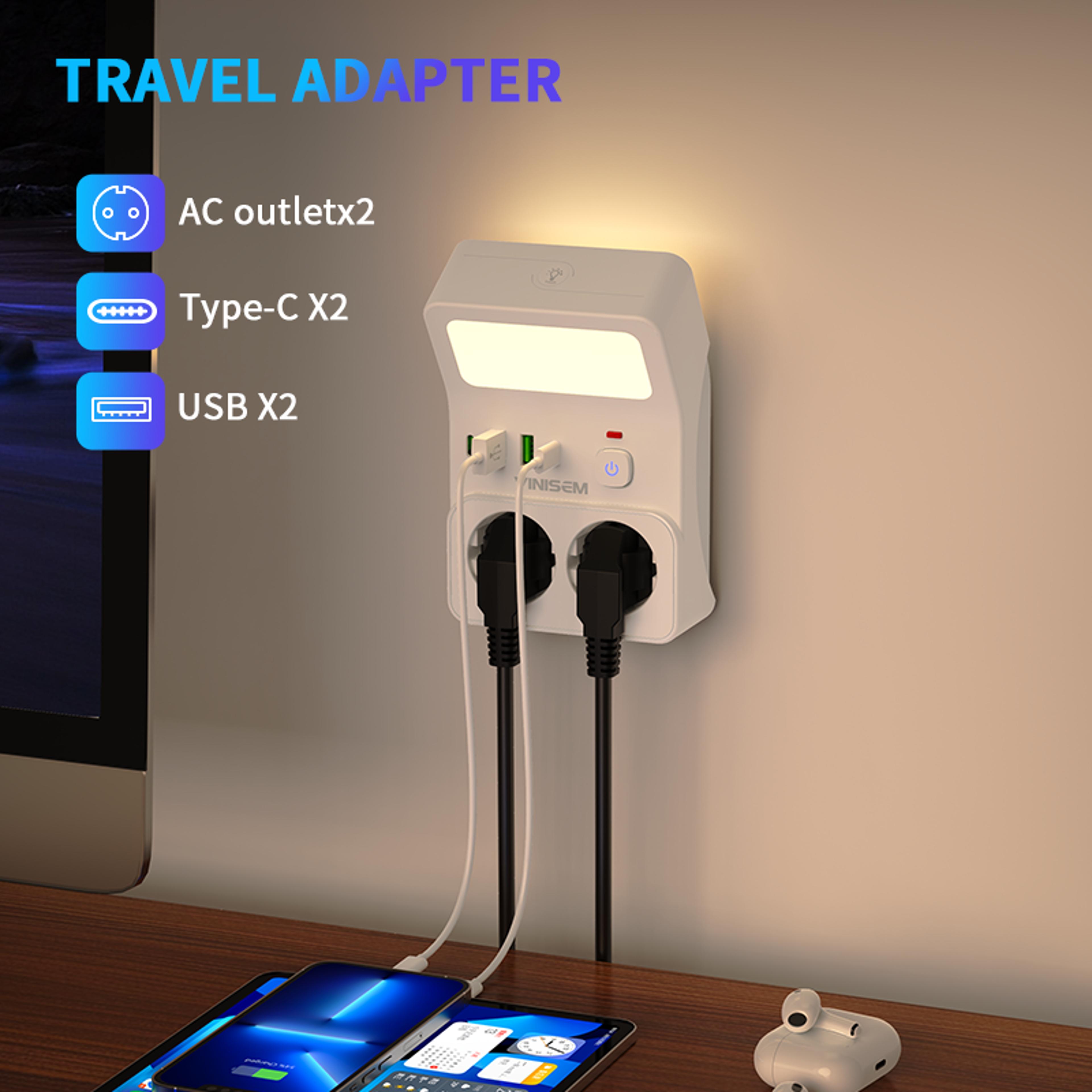 eu plug wall socket power strip with ac outlets and usb charging ports
