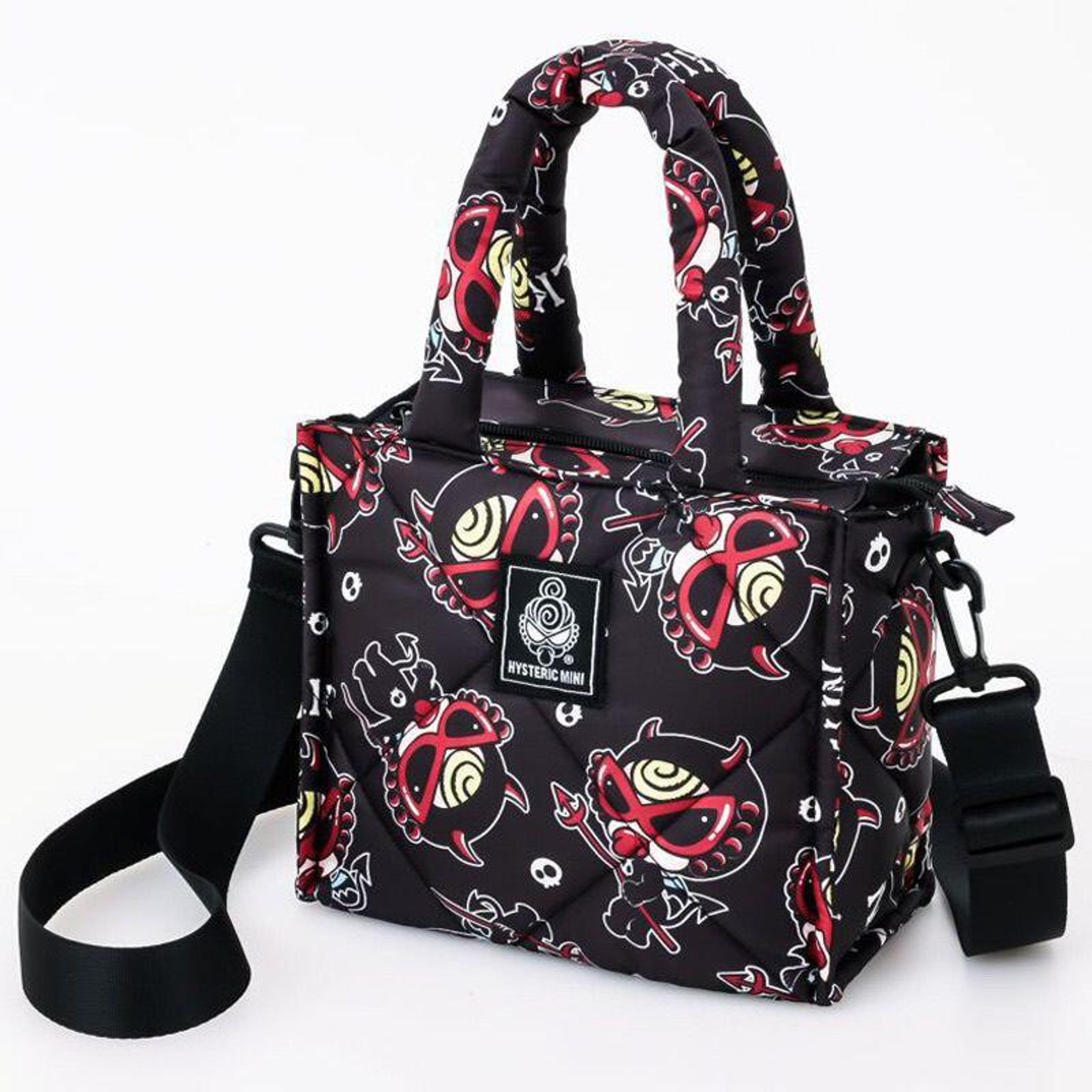 cute cartoon print mini handbag with zipper and shoulder strap