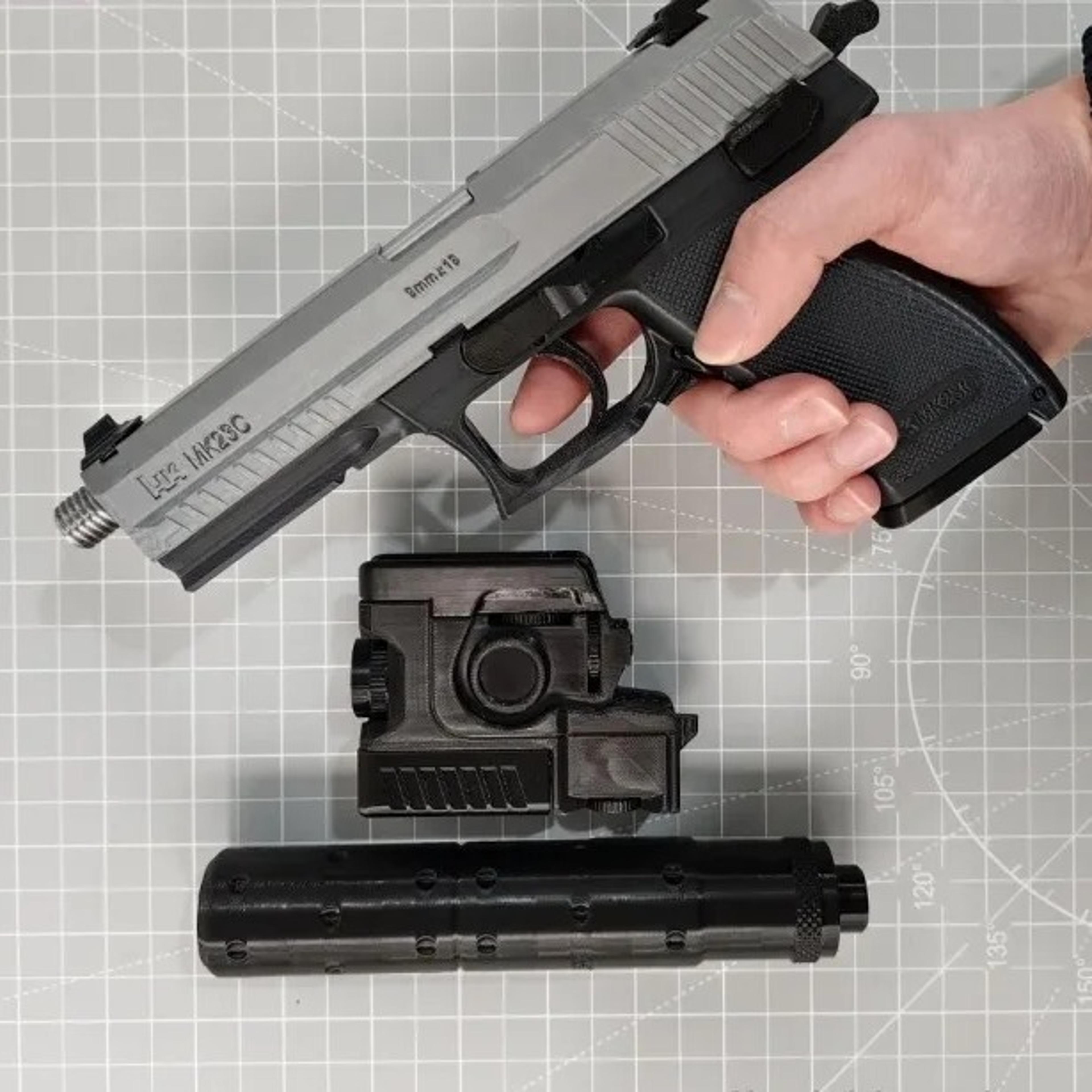 printed non-firing toy pistol cosplay prop with movable slide