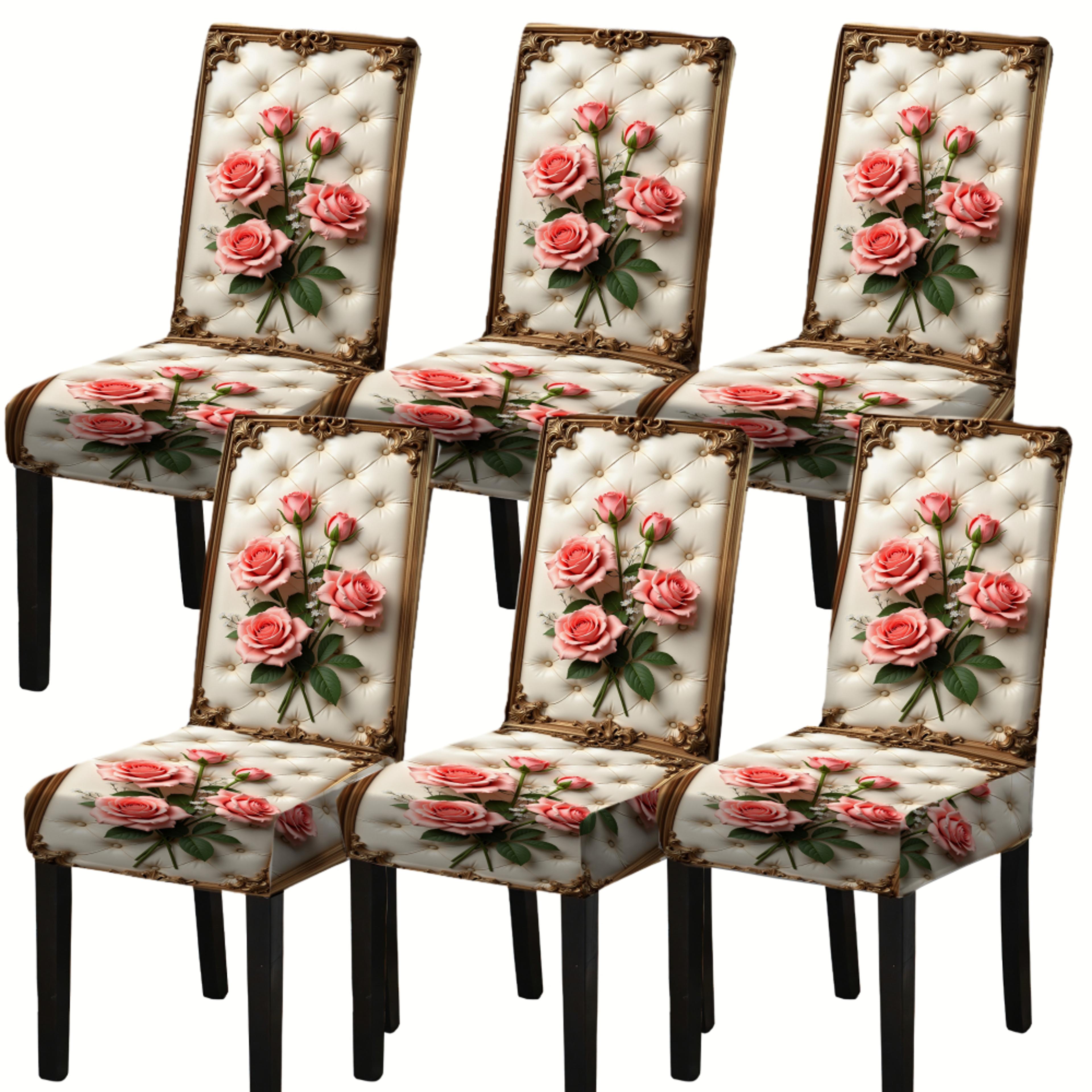rose pattern stretch dining chair covers quilted seat protectors