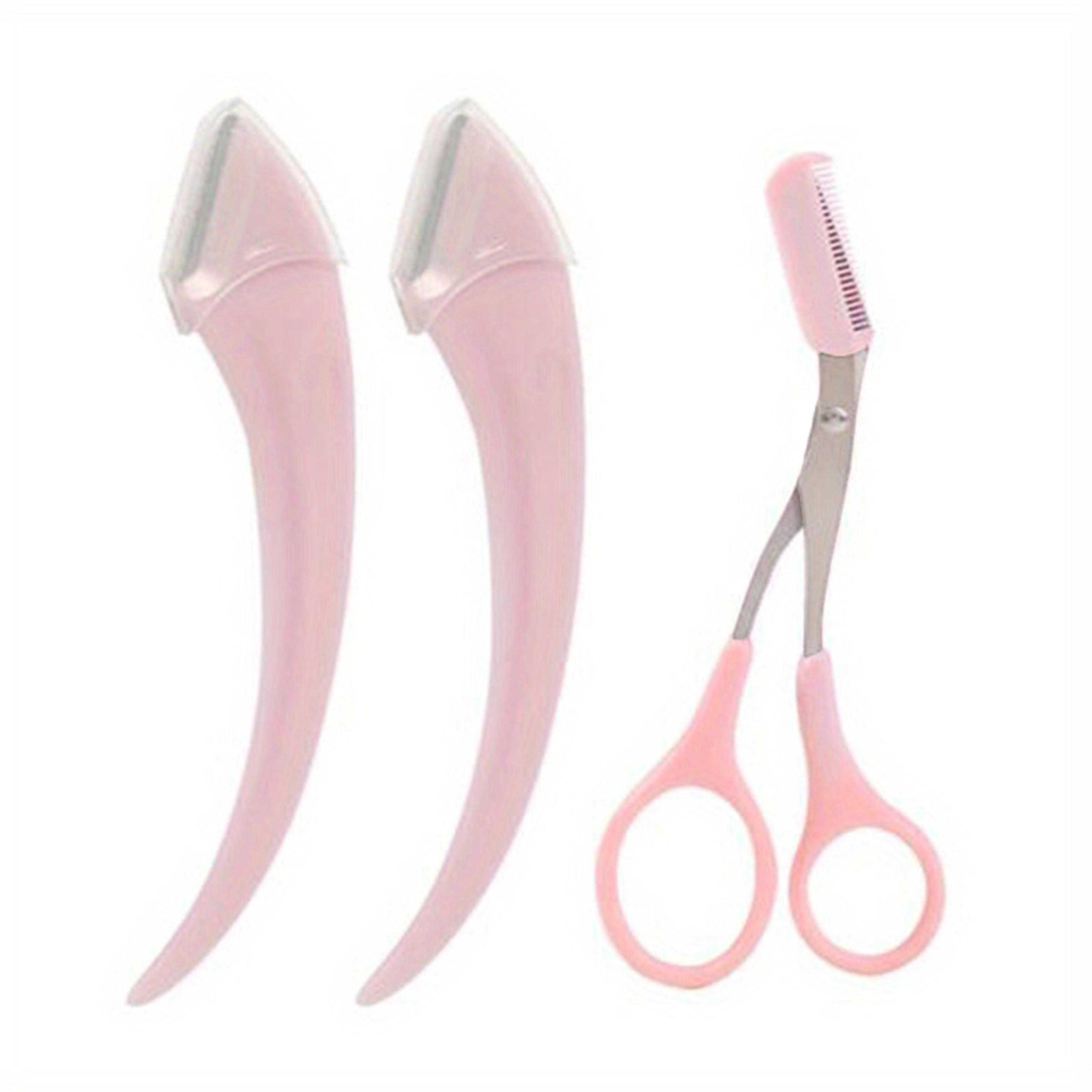 eyebrow trimmer set with curved razor and comb scissors for easy brow shaping