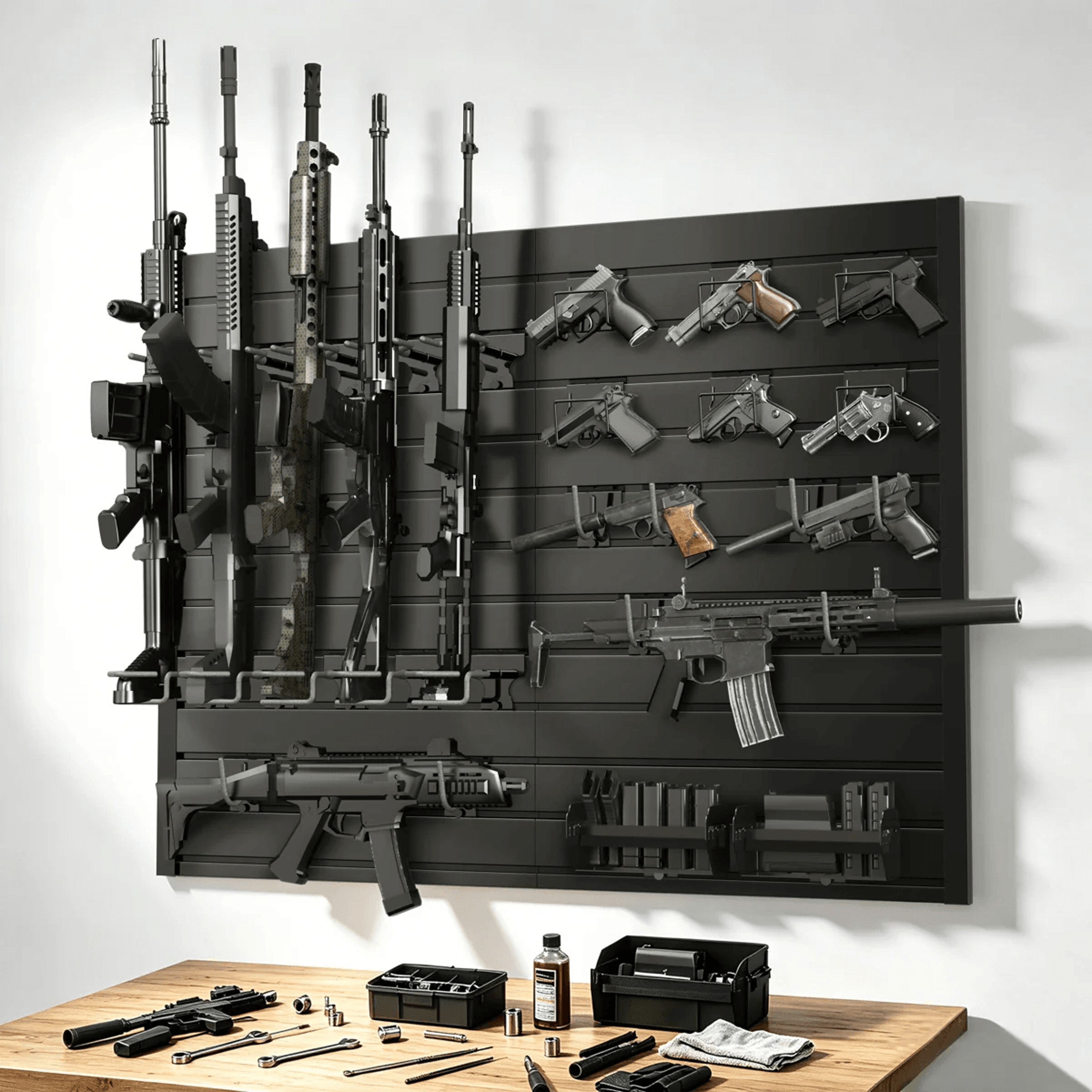 Modular Gun Wall Mount Display Rack With PVC Panels And Steel Storage Racks 10
