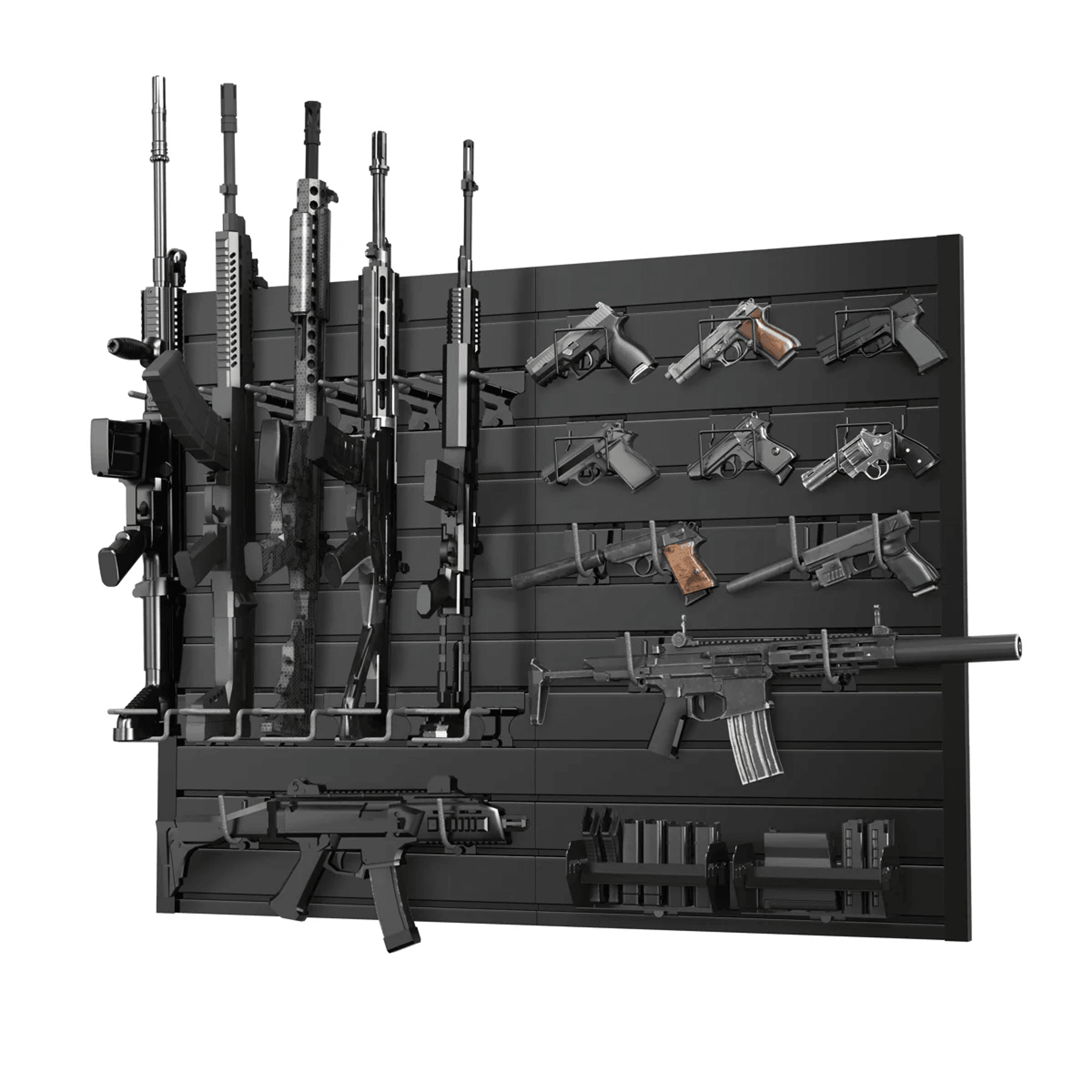 Modular Gun Wall Mount Display Rack With PVC Panels And Steel Storage Racks 8