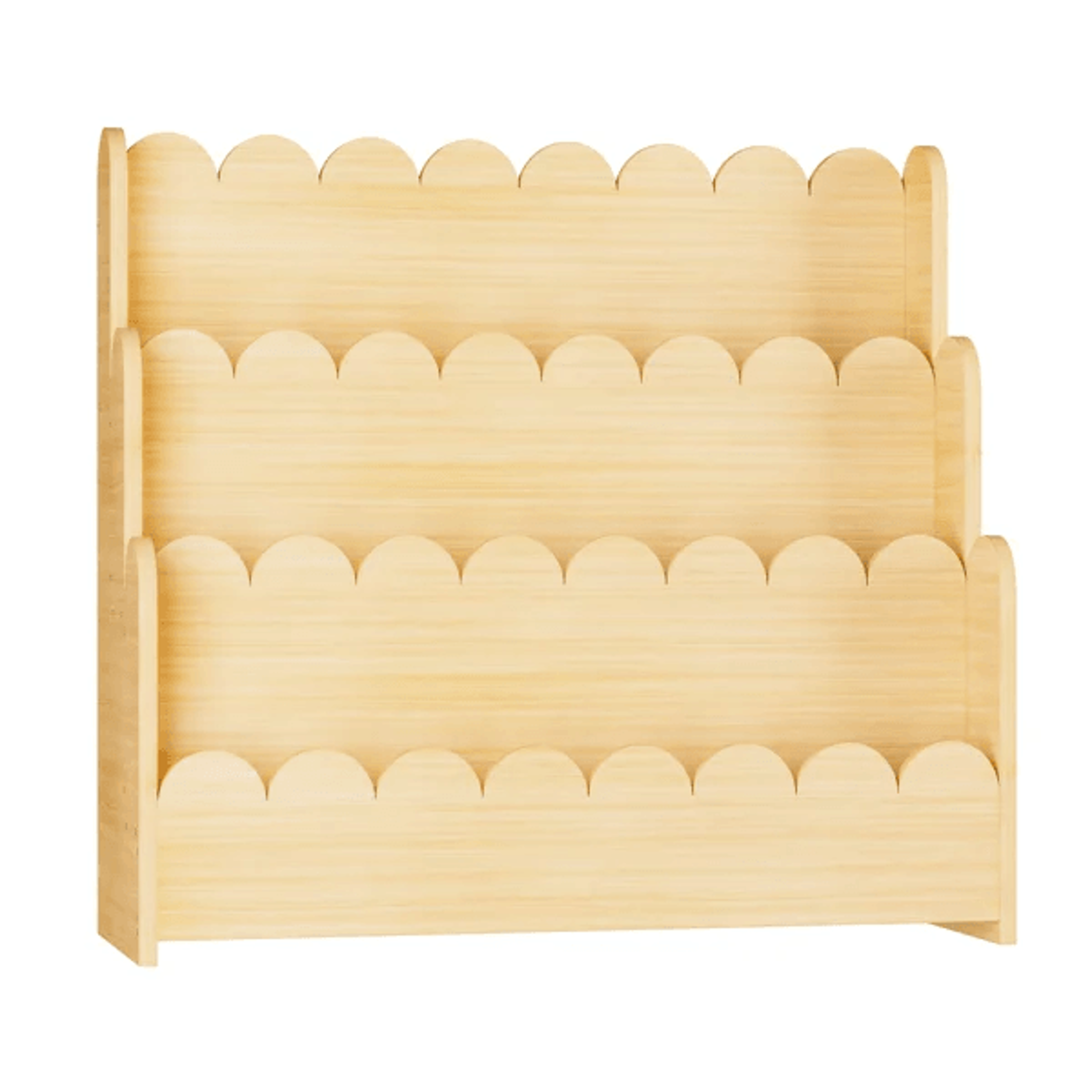 Scalloped Wooden Kids Bookshelf Montessori Toddler Bookcase Organizer 6