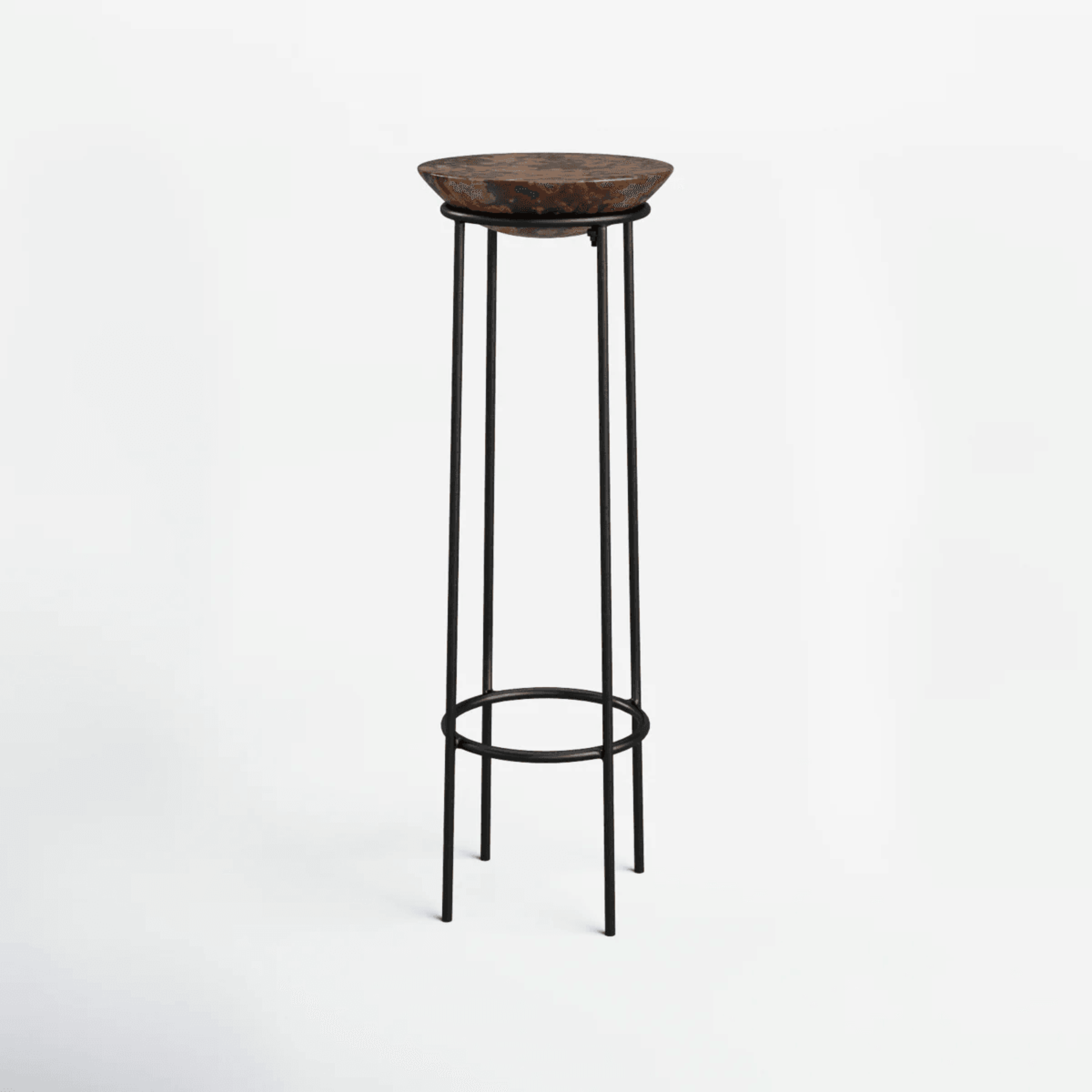 steel plant table with dark brass finish and black metal base