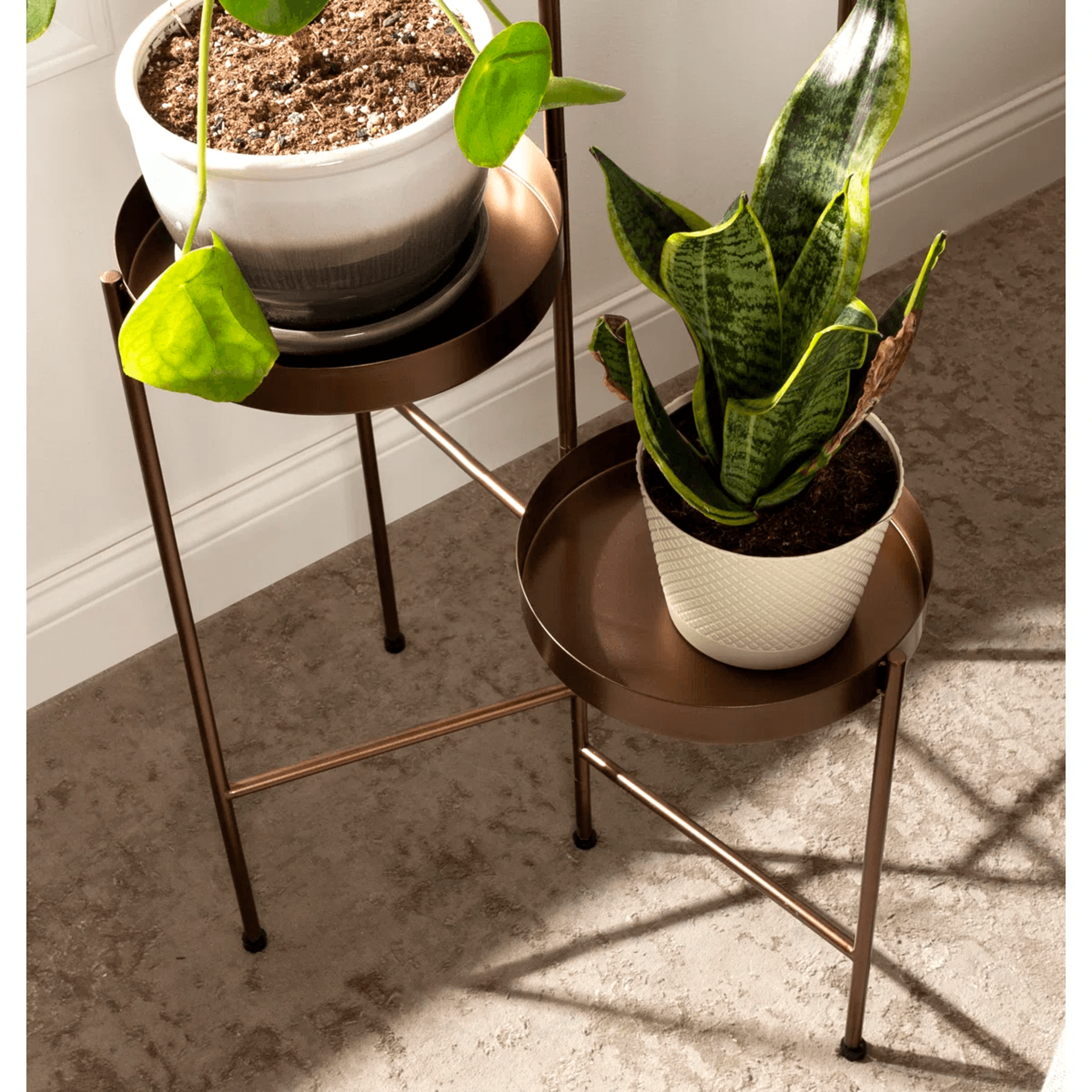 4 Tier Metal Plant Stand With Round Shelves Bronze Indoor And Outdoor Plant Display 5