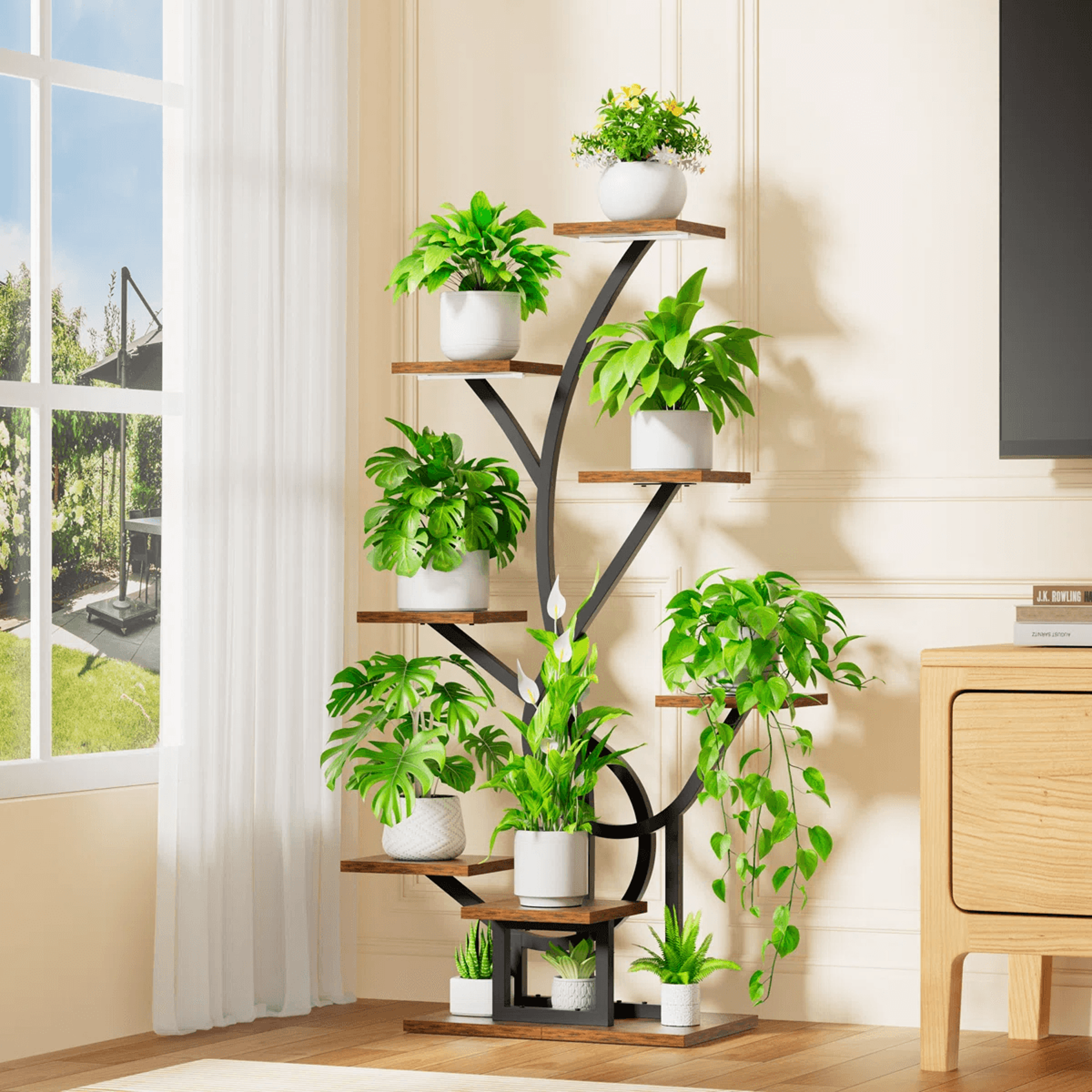 8 Tier Indoor Plant Stand With Grow Lights Corner Plant Shelf 4
