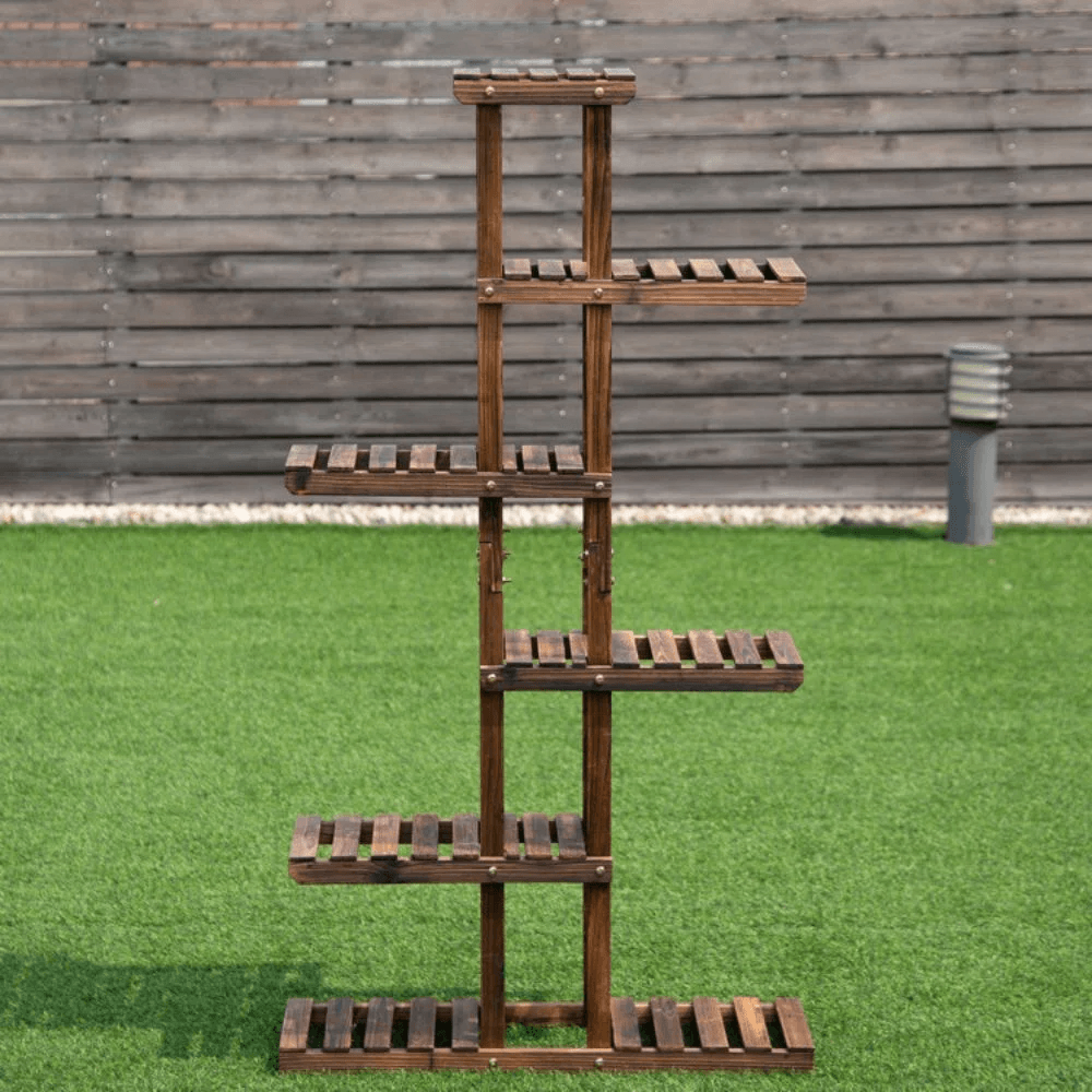 6 Tier Wooden Plant Stand With Multi Level Shelves For Indoor And Outdoor Use 7
