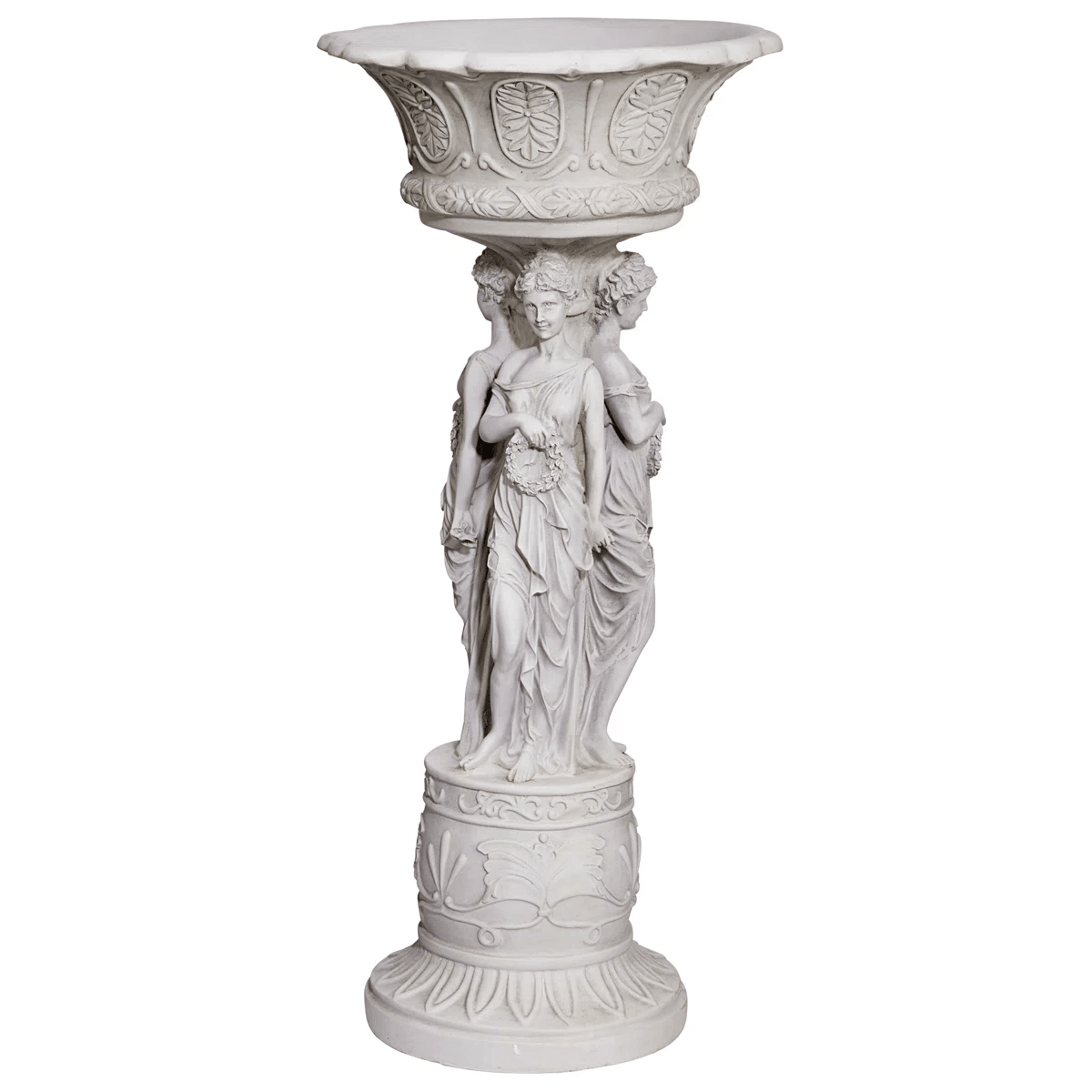Neoclassical Urn Pedestal Plant Stand With Dancing Maidens Sculpture 7