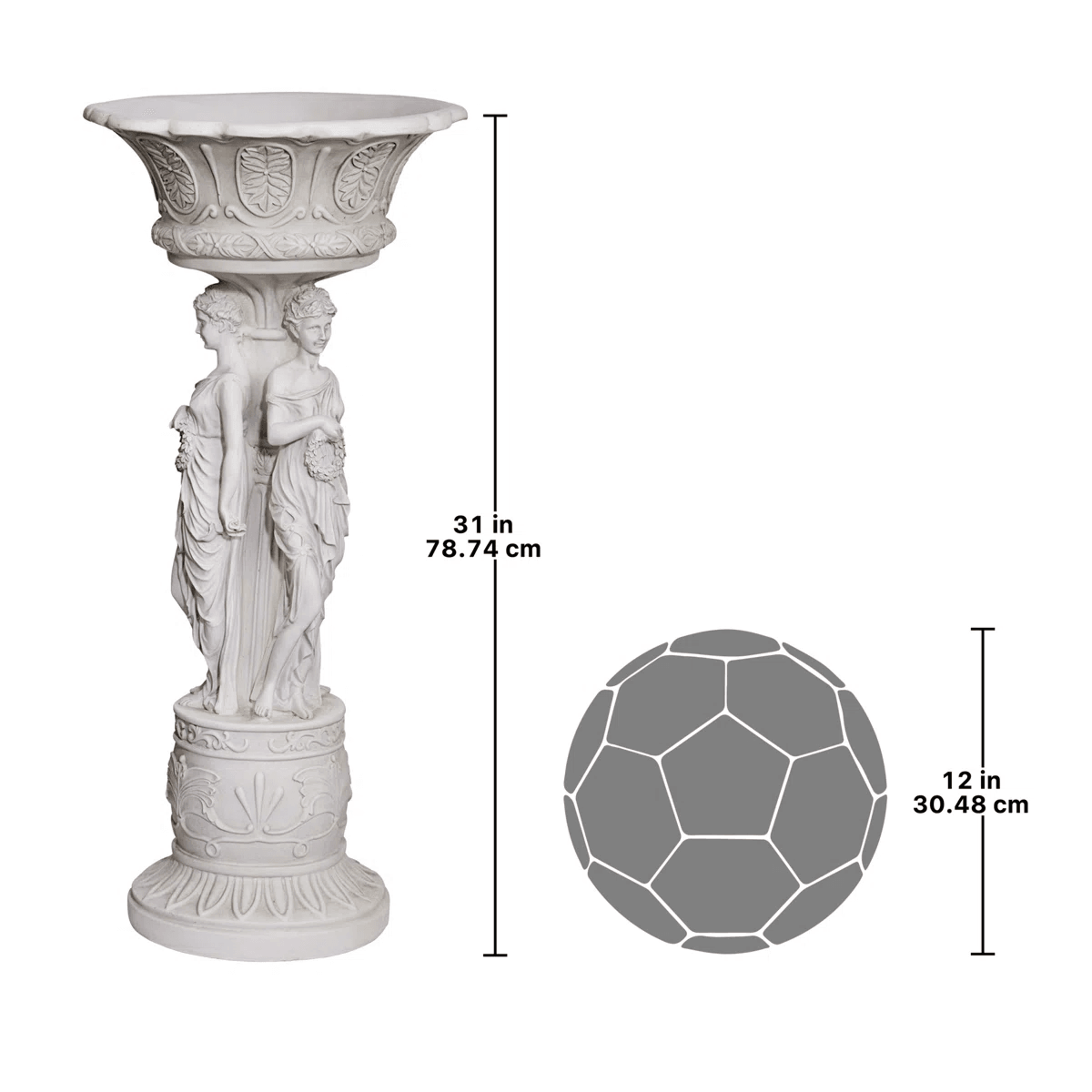Neoclassical Urn Pedestal Plant Stand With Dancing Maidens Sculpture 9