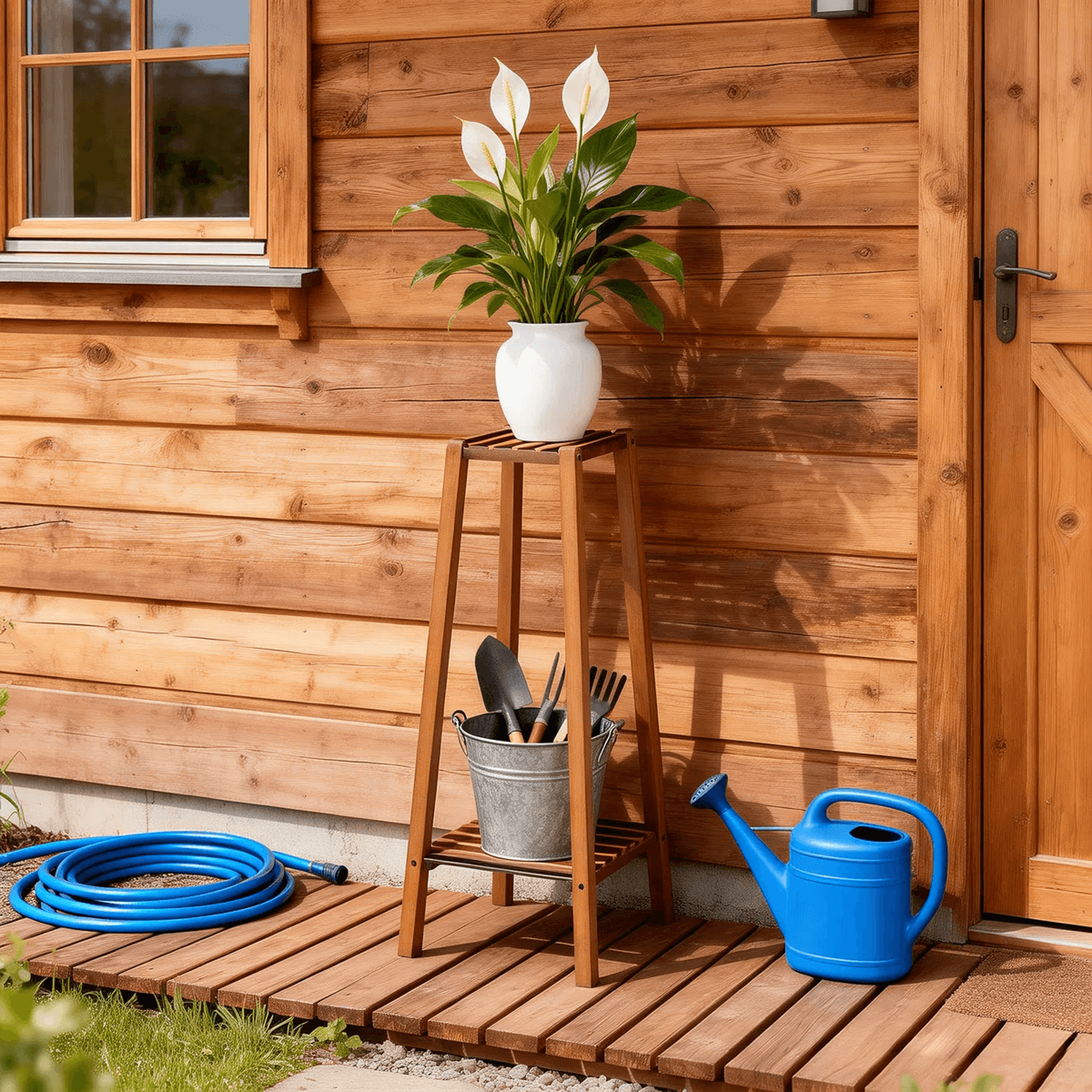 2 Tier Bamboo Plant Stand With Wooden Shelves For Indoor And Balcony Display 7
