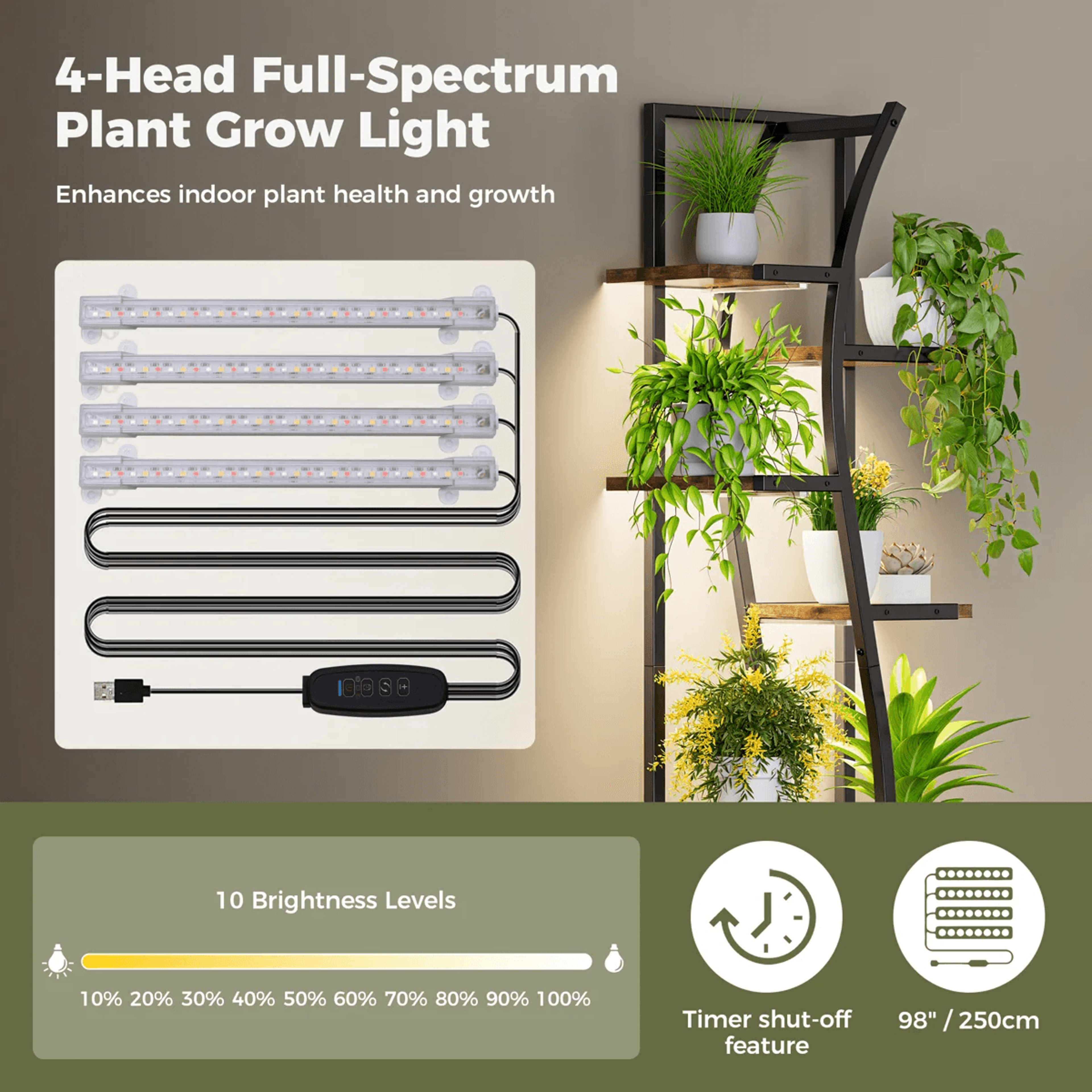 Indoor Plant Stand Set Of 2 With Grow Lights And 7 Tier SShaped Shelves 3