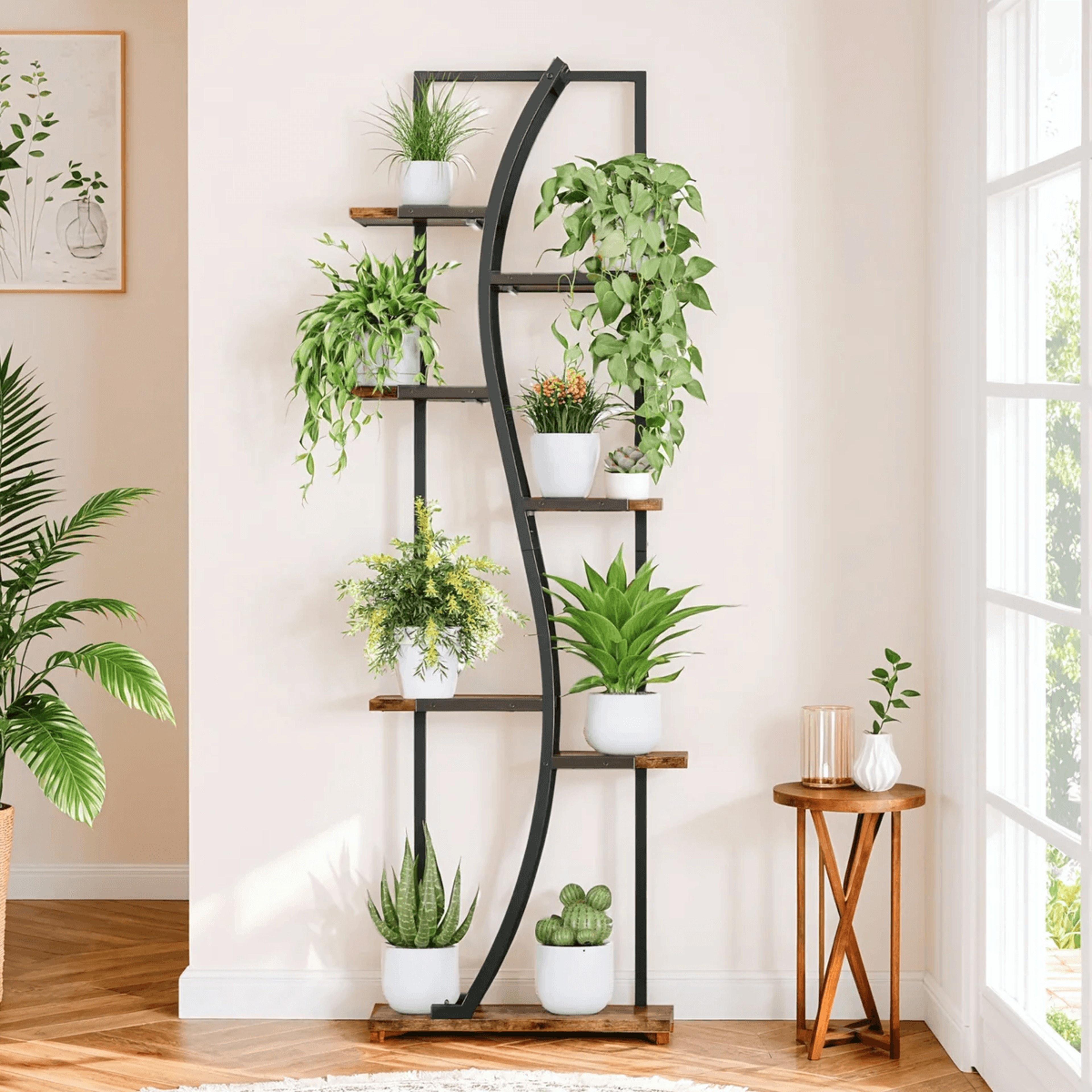 Indoor Plant Stand Set Of 2 With Grow Lights And 7 Tier SShaped Shelves 4