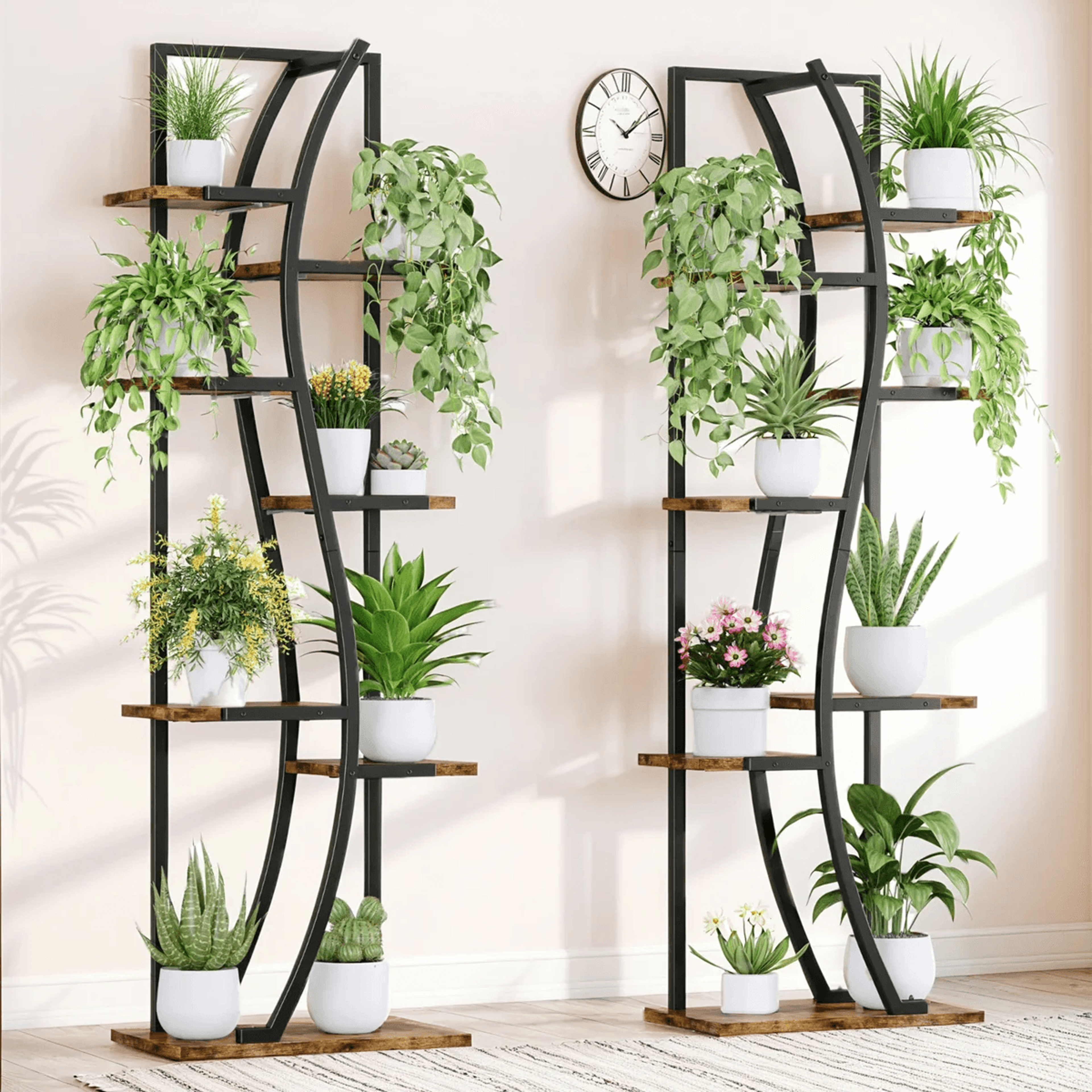 Indoor Plant Stand Set Of 2 With Grow Lights And 7 Tier SShaped Shelves 9