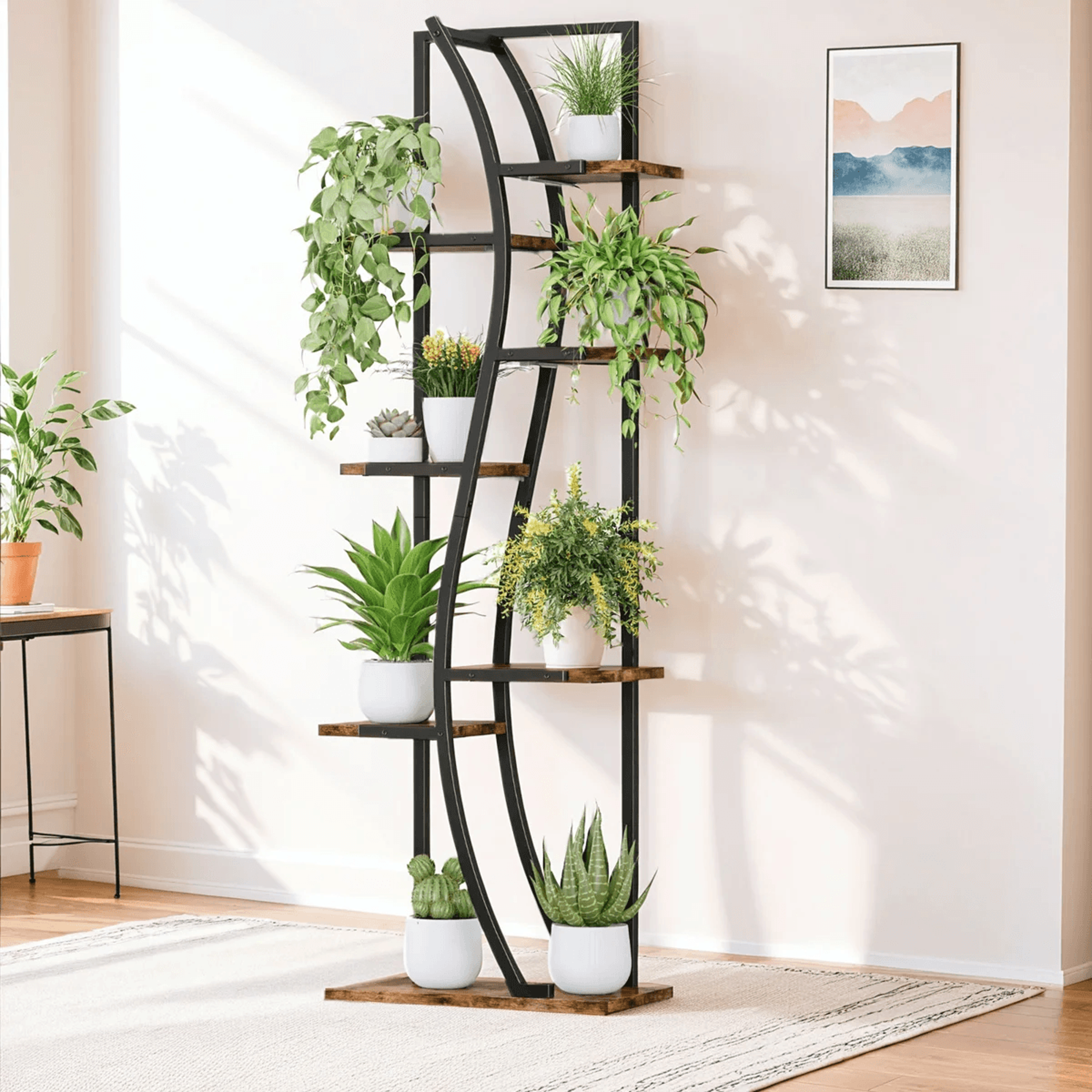 indoor plant stand set of 2 with grow lights and 7 tier s-shaped shelves