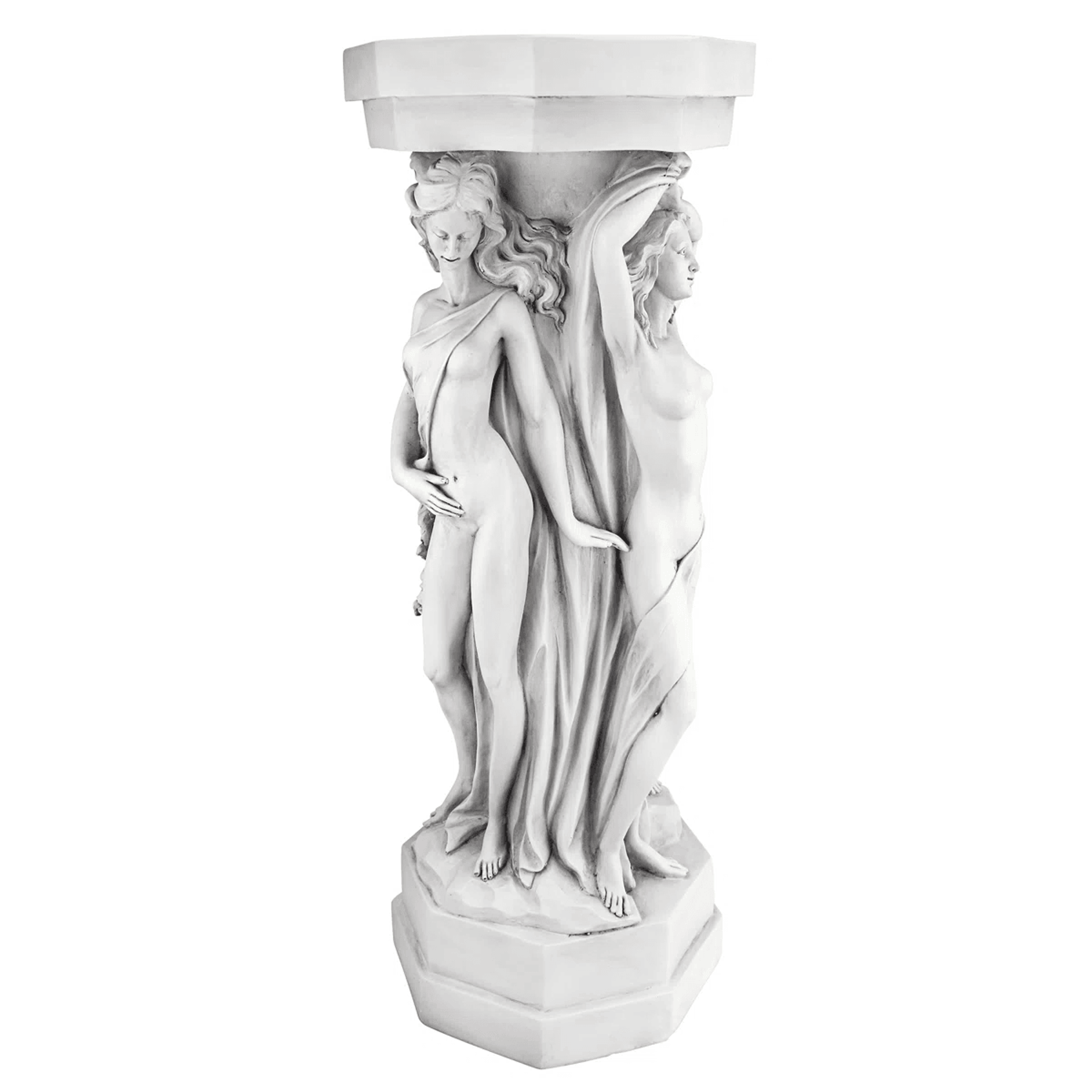 Greek Goddess Sculptural Plant Stand With Faux Stone Finish White 4