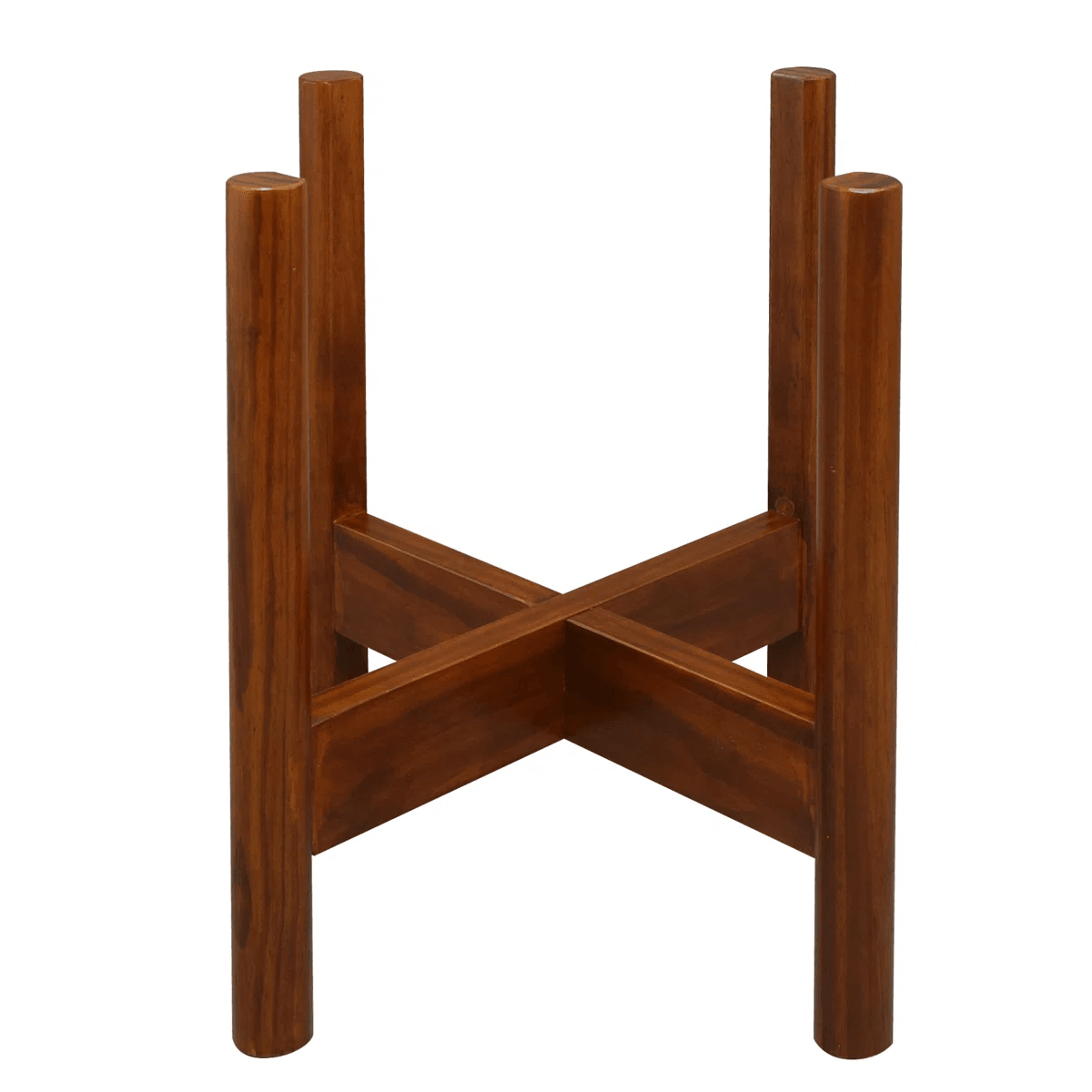 solid pine wood plant stand with cross leg design for indoor display