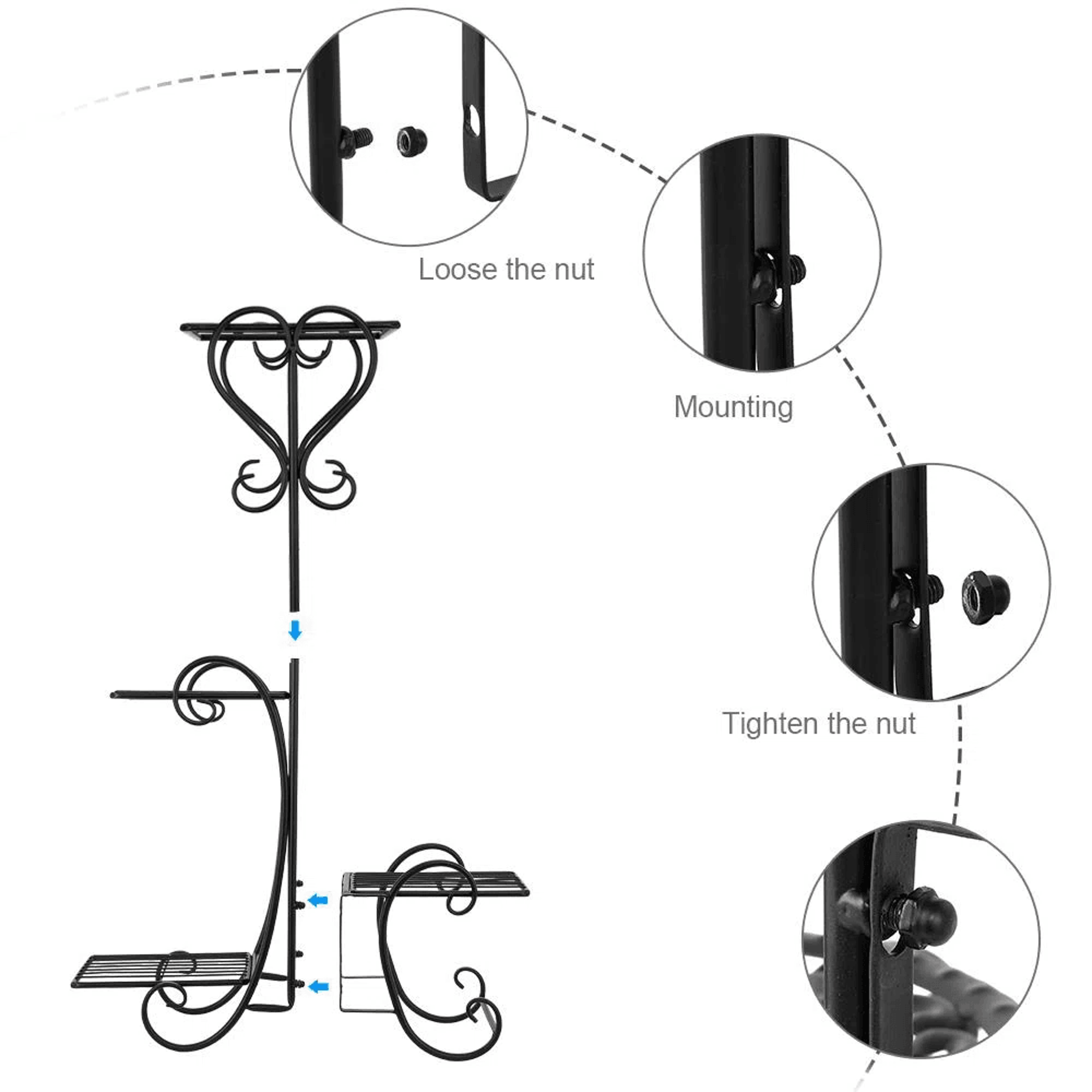 4 Tier Black Metal Plant Stand With Decorative Shelves 2
