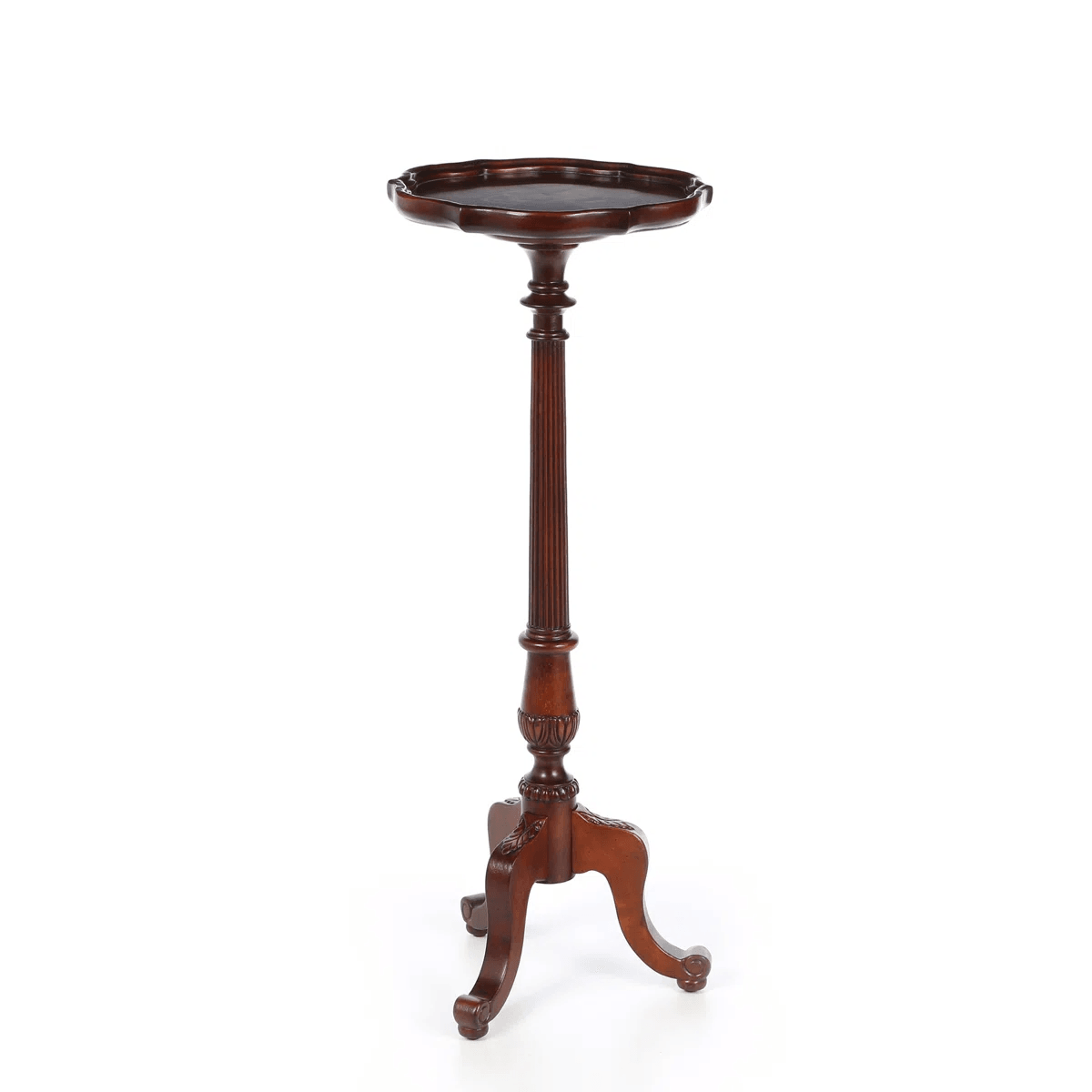 1 tier wooden plant stand with pedestal design and distressed finish