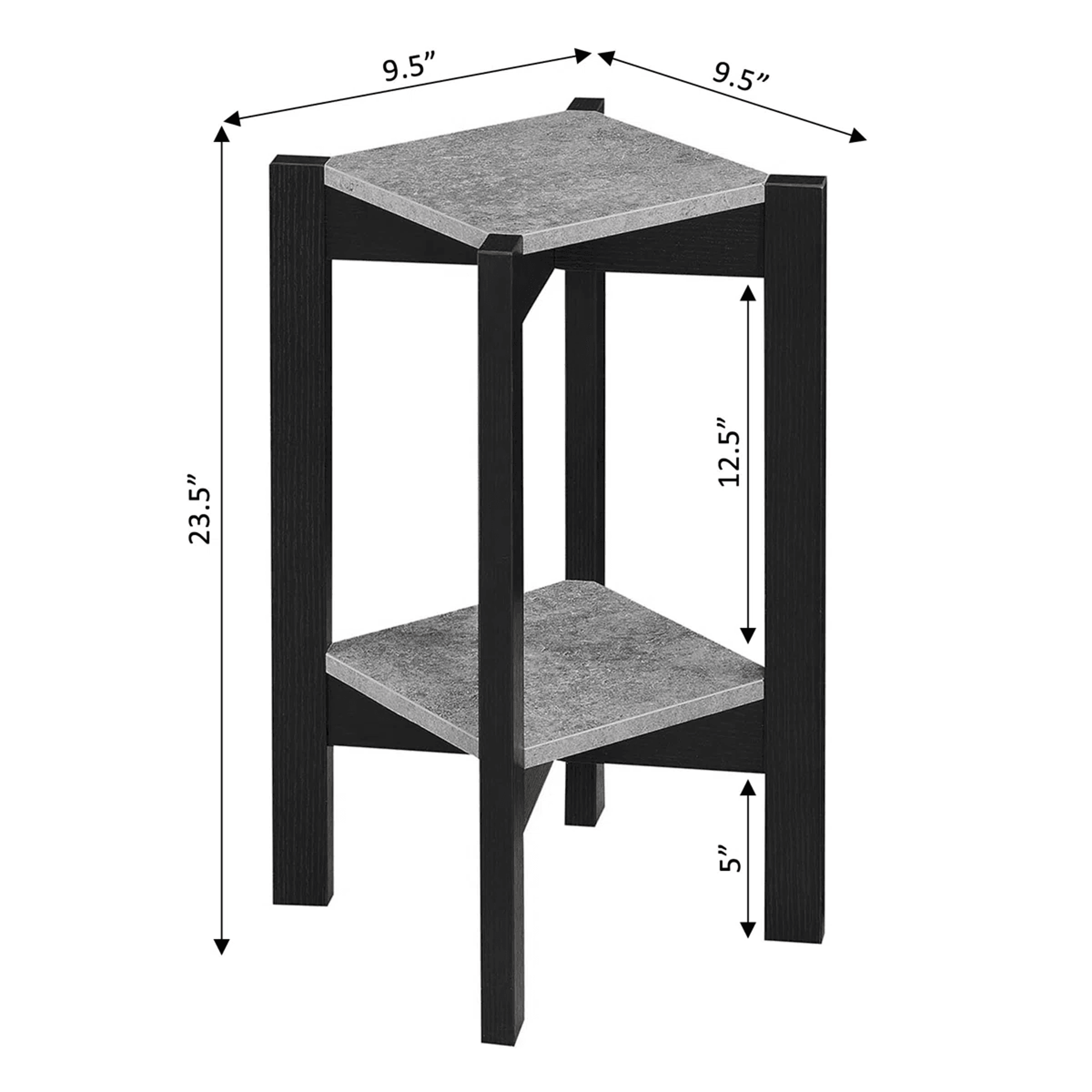 2 Tier Plant Stand With Faux Cement Finish And Square Shelves 2